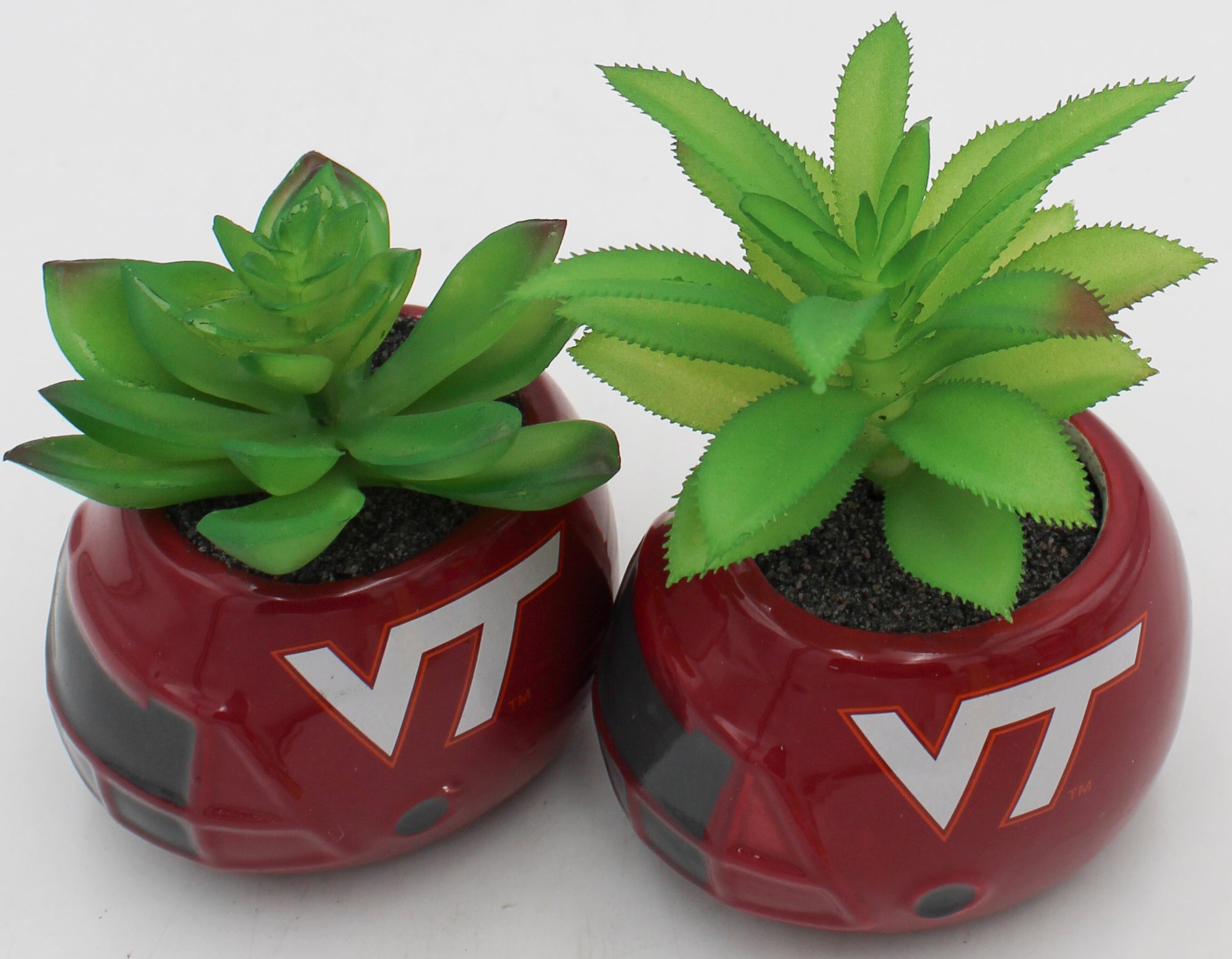 OFFICIALLY LICENCED VIRGINIA TECH HOKIES SMALL CERAMIC HELMET - WITH FAUX SUCCULENT