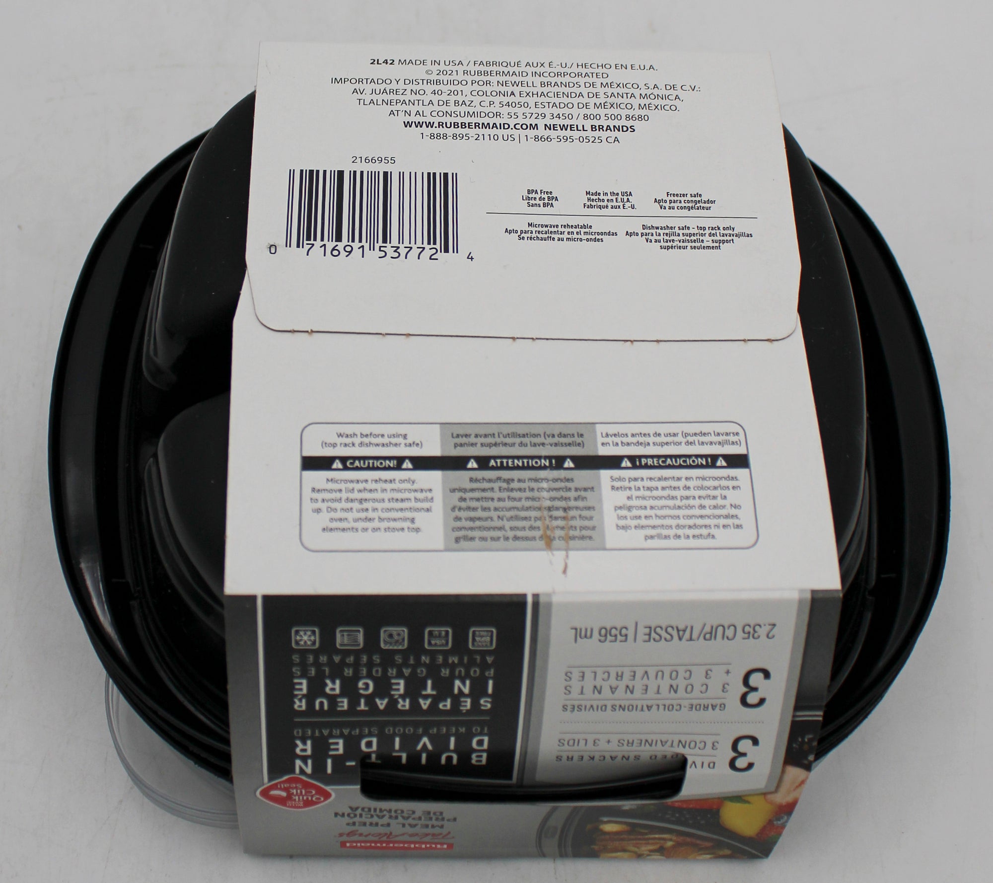 RUBBERMAID 3PK TAKE ALONG 2.35C DIVIDED STORAGE NI