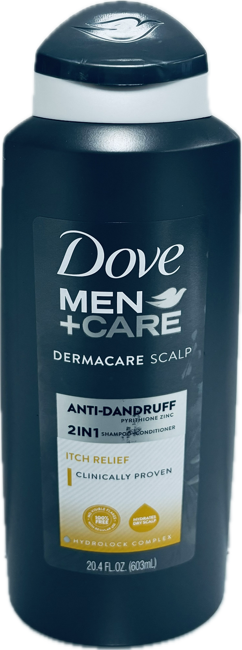 DOVE MEN +CARE ANTI-DANDRUFF 2IN1 20.4oz.SHAMPOO+CONDITIONER ITCH RELIEF EXP.04-2024