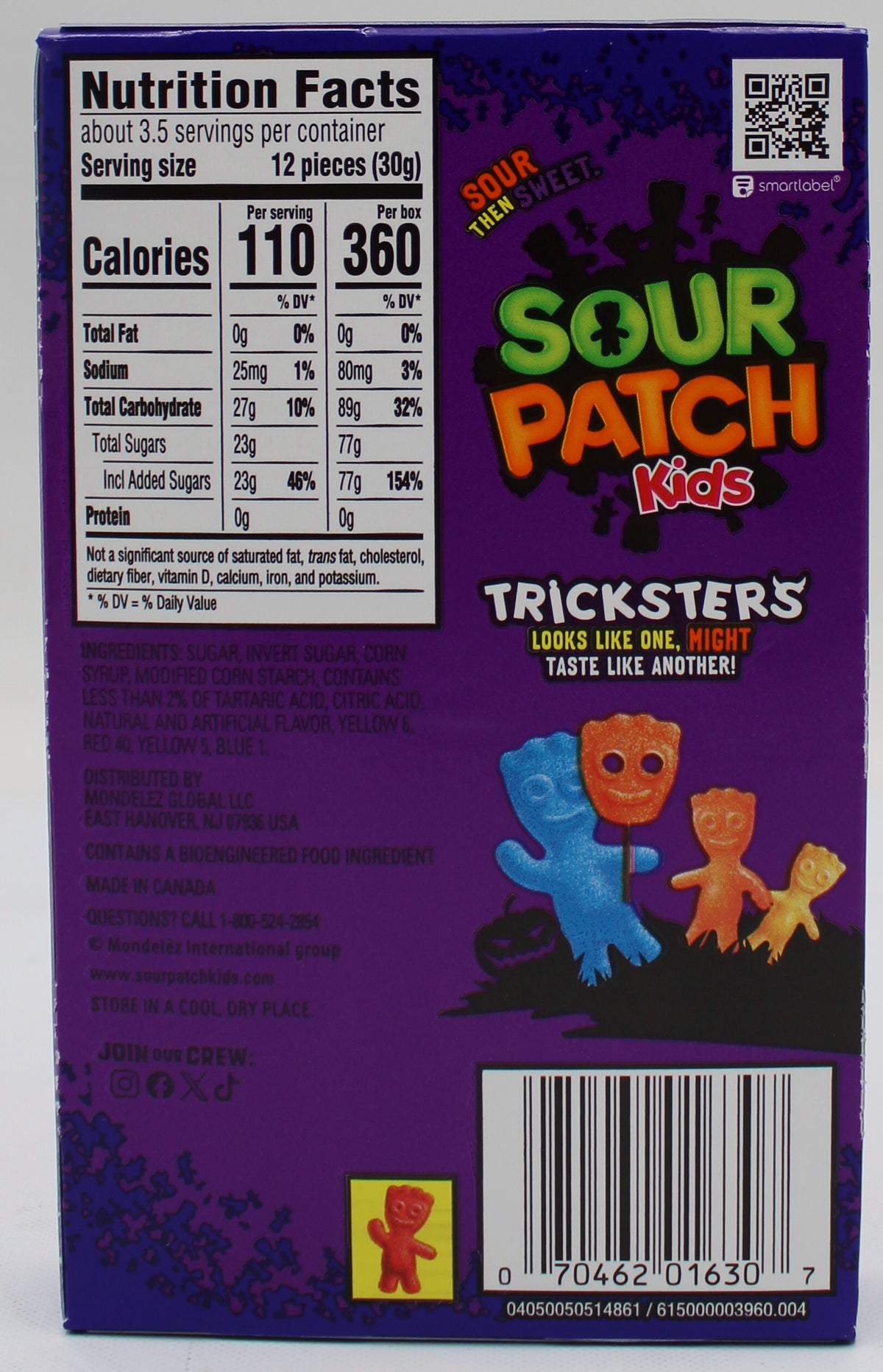 SOUR PATCH KIDS TRICKSTERS SOFT & CHEWY CANDY, 3.52 OZ THEATER BOX - BB 5/3/2027