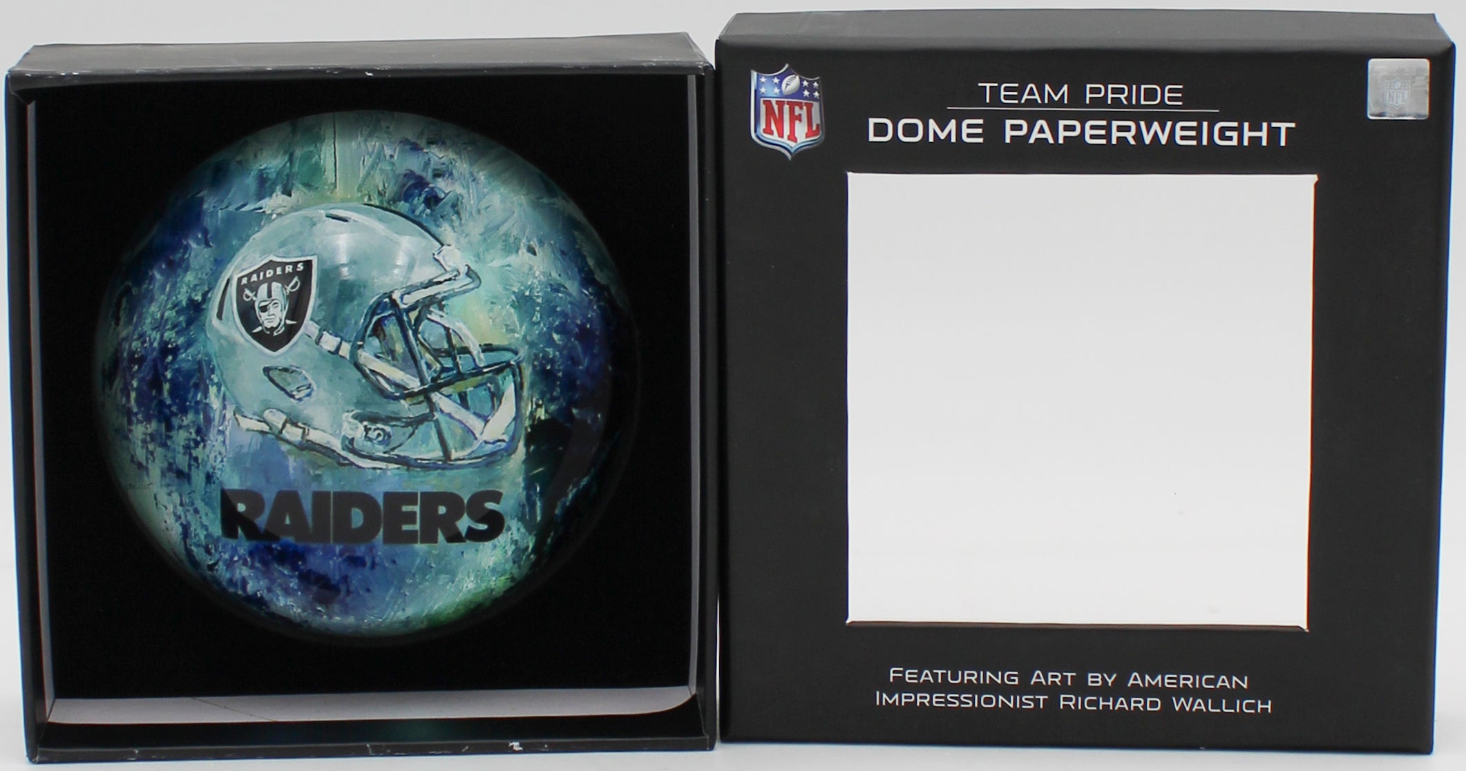 LAS VEGAS RAIDERS GLASS DOME PAPERWEIGHT 4"