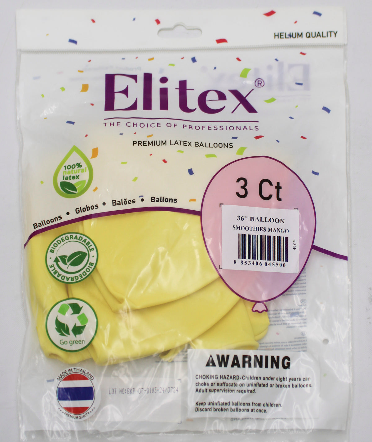 ELITEX 36" SMOOTHIE MANGO ROUND BALLOON, 3 PACK