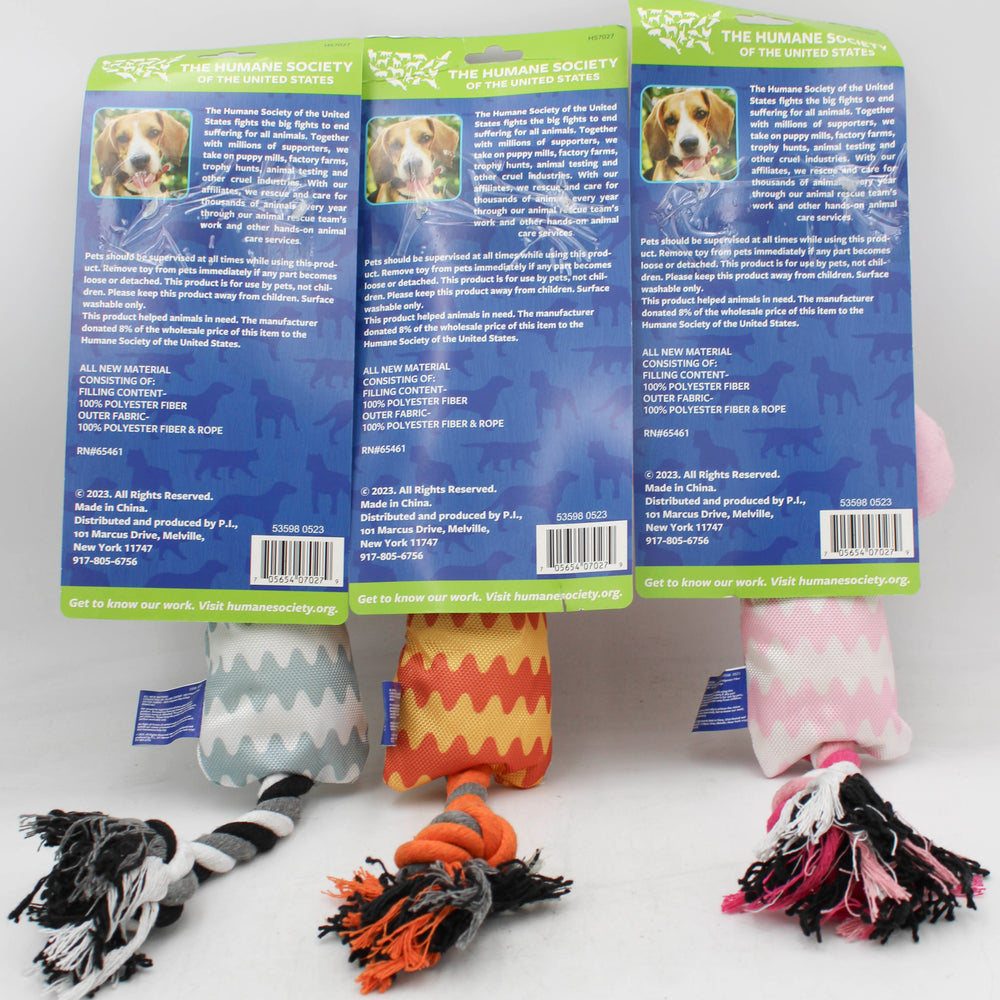 HUMANE SOCIETY PLUSH DOG TOY W/SQUEAKER & ROPE