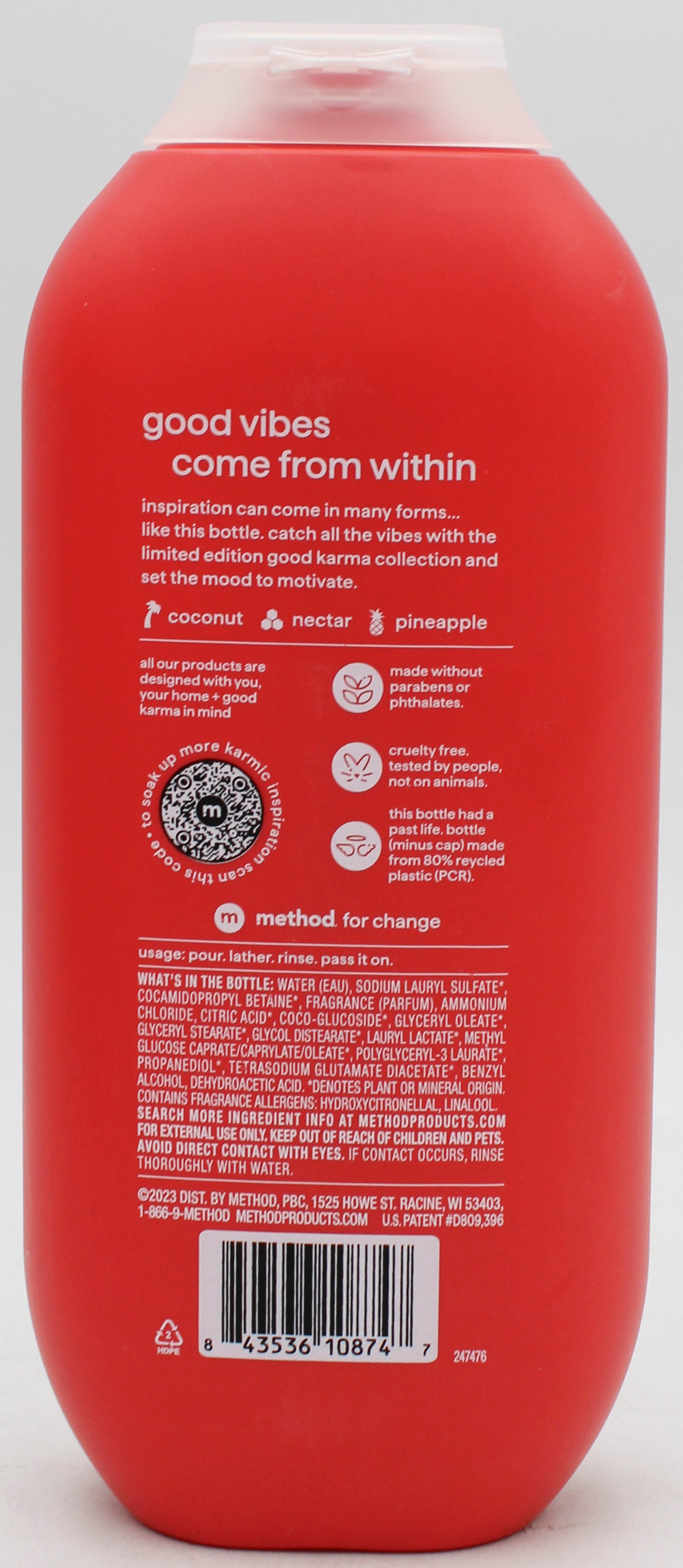 METHOD BODY WASH INSPIRIED MOTIVATION COCONUT PINEAPPLE NECTAR 18oz