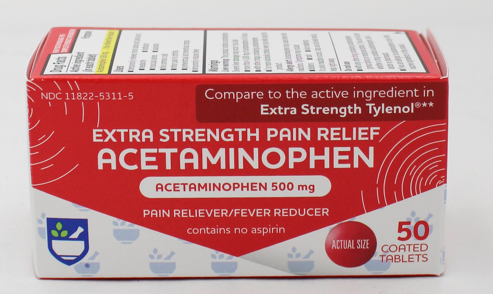 RITE AID PAIN RELIEF ACETAMINOPHEN EXTRA STRENGTH SWEET COATED TABLETS 50ct EXP 11/15/2026 COMPARES TO Tylenol