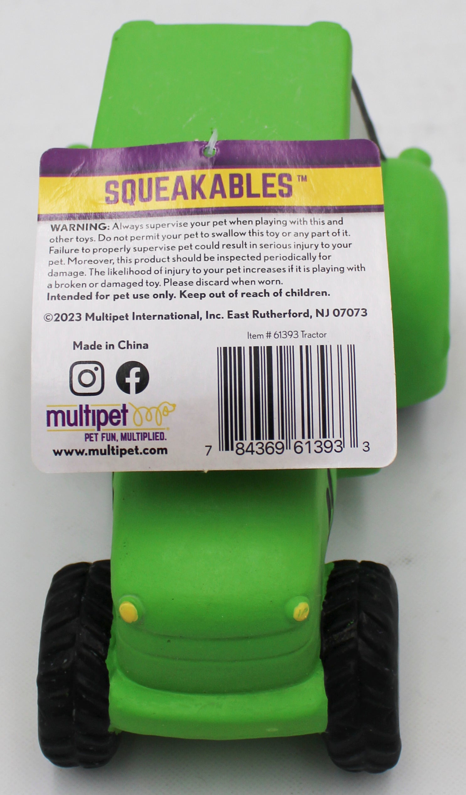 MULTIPET 6" LATEX TRACTOR DOG TOY W/SQUEAKER