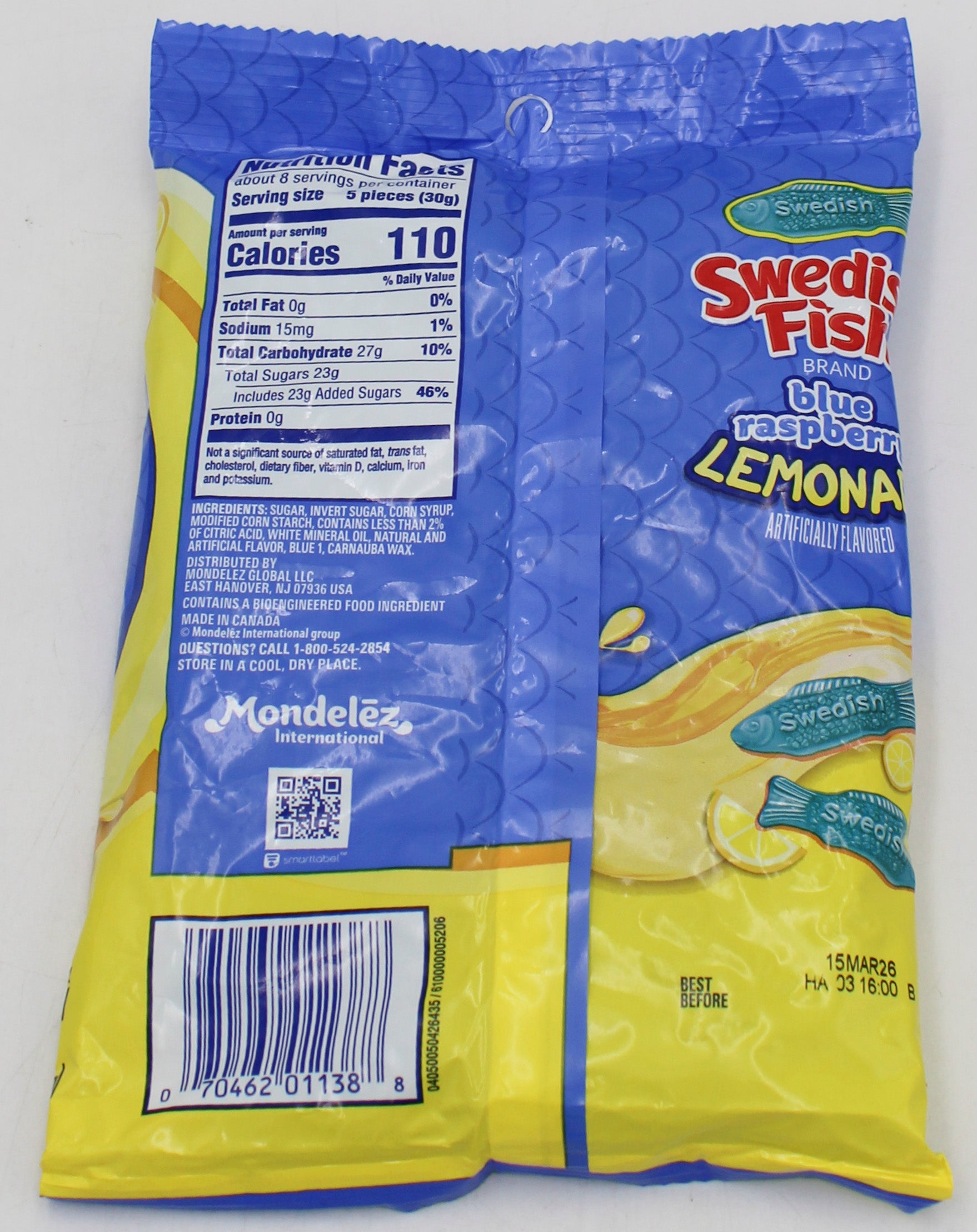 SWEDISH FISH BLUE RASBERRY LEMONADE PEG BAG 8.04Z BB 3/15/26
