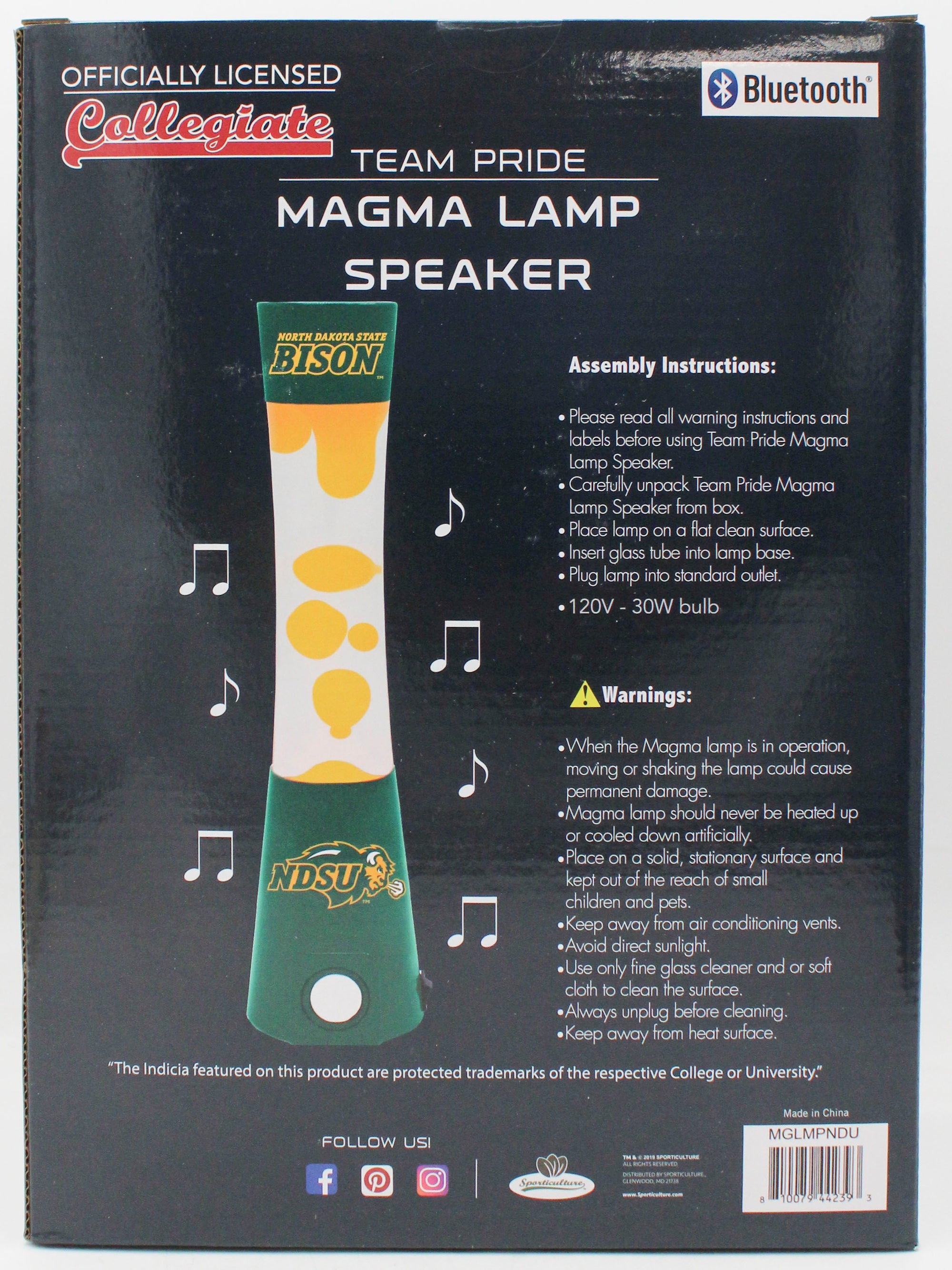 NORTH DAKOTA STATE BISON LAVA LAMP SPEAKER 16.5"