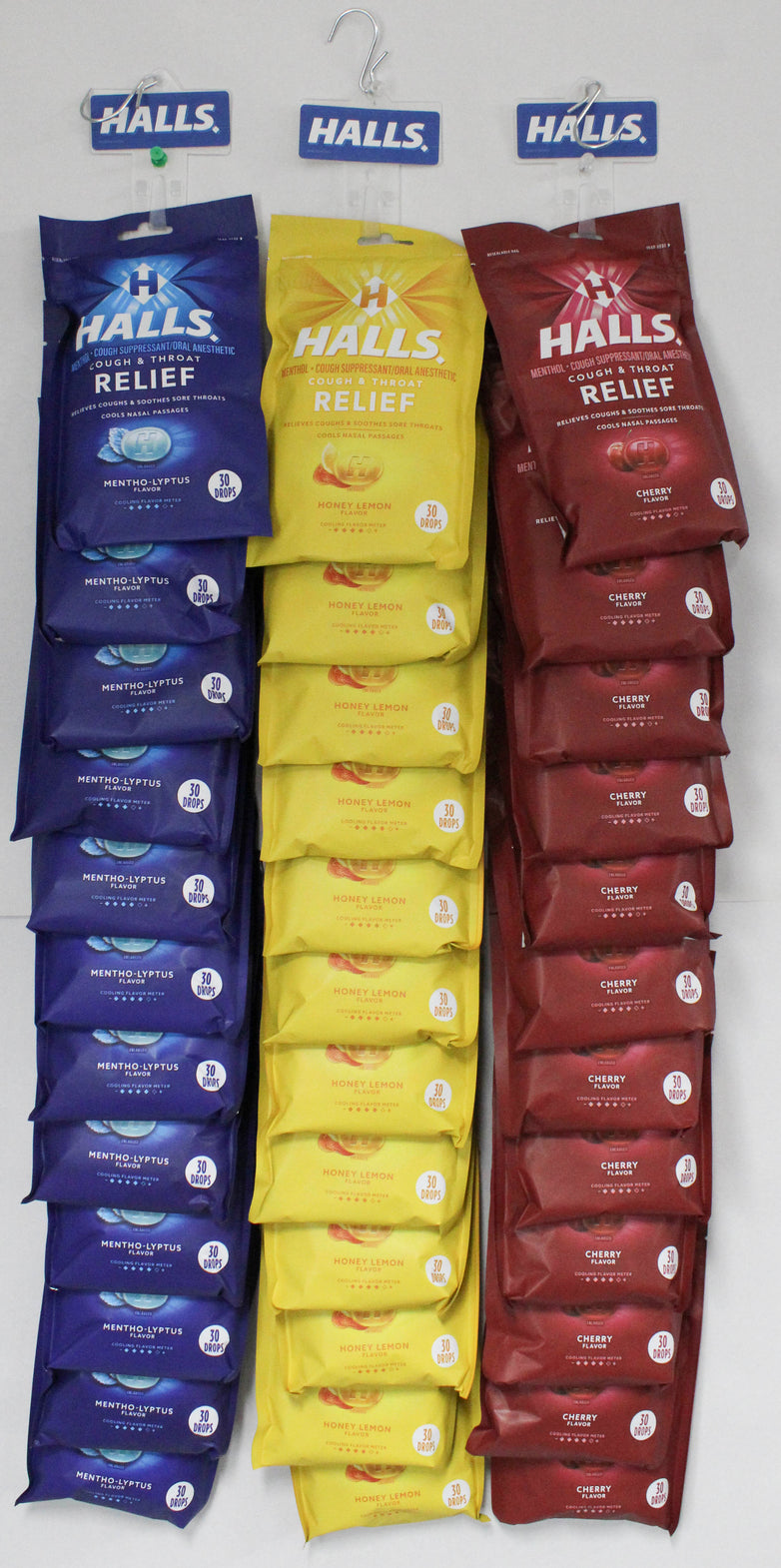 HALLS COUGH DROPS 30ct ASSORTED CLIP STRIP EXP 12/28/26