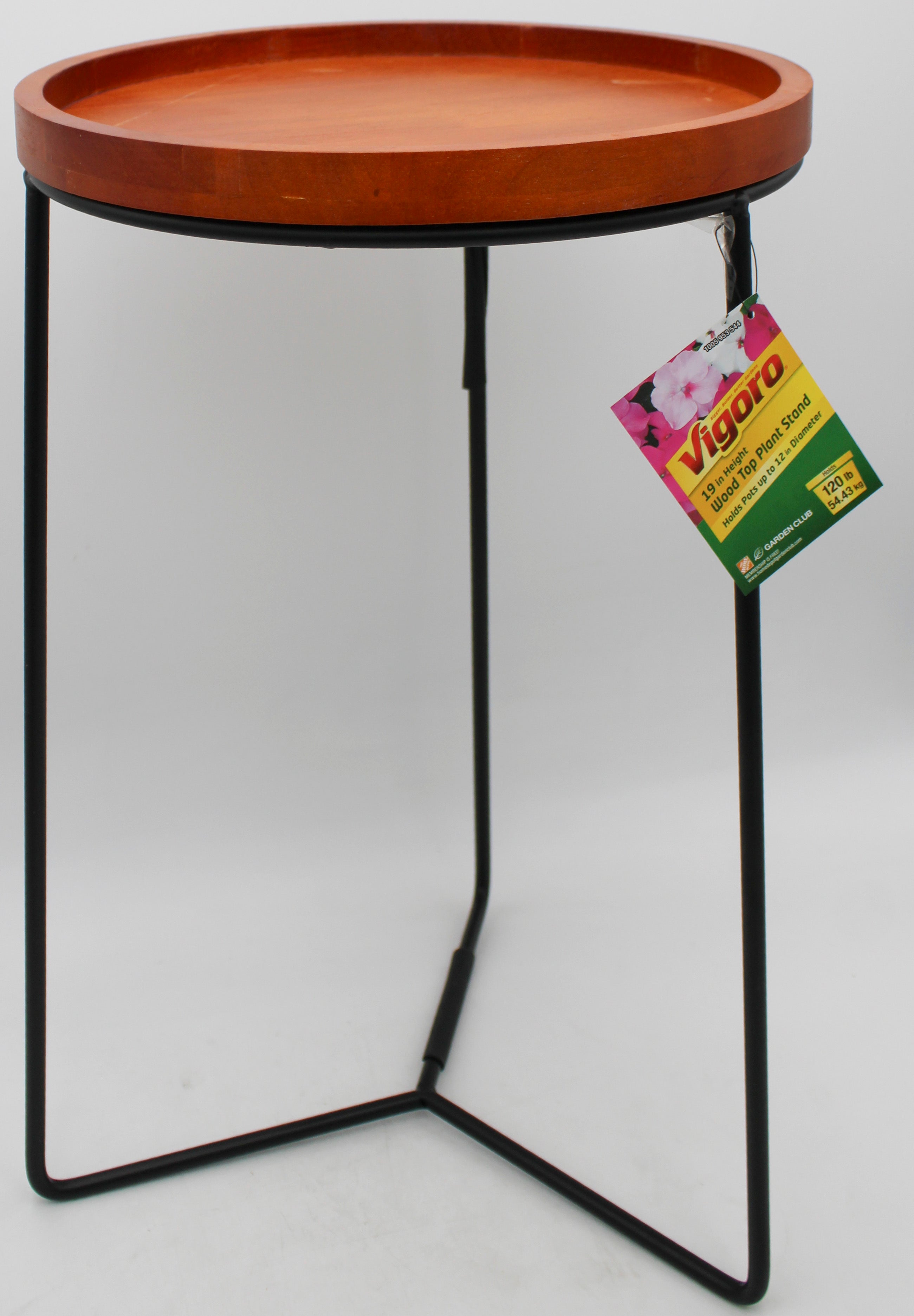19IN WOOD TOP PLANT STAND - NO ADVERTISING