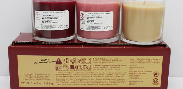 PARTYLITE WINE TIME MINI JAR TRIO 3ct 4.8oz