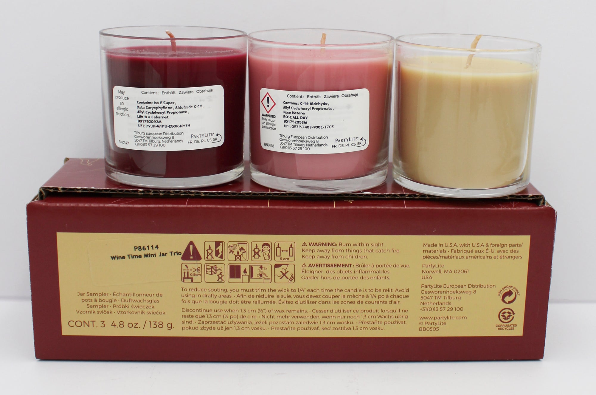 PARTYLITE WINE TIME MINI JAR TRIO 3ct 3.5oz