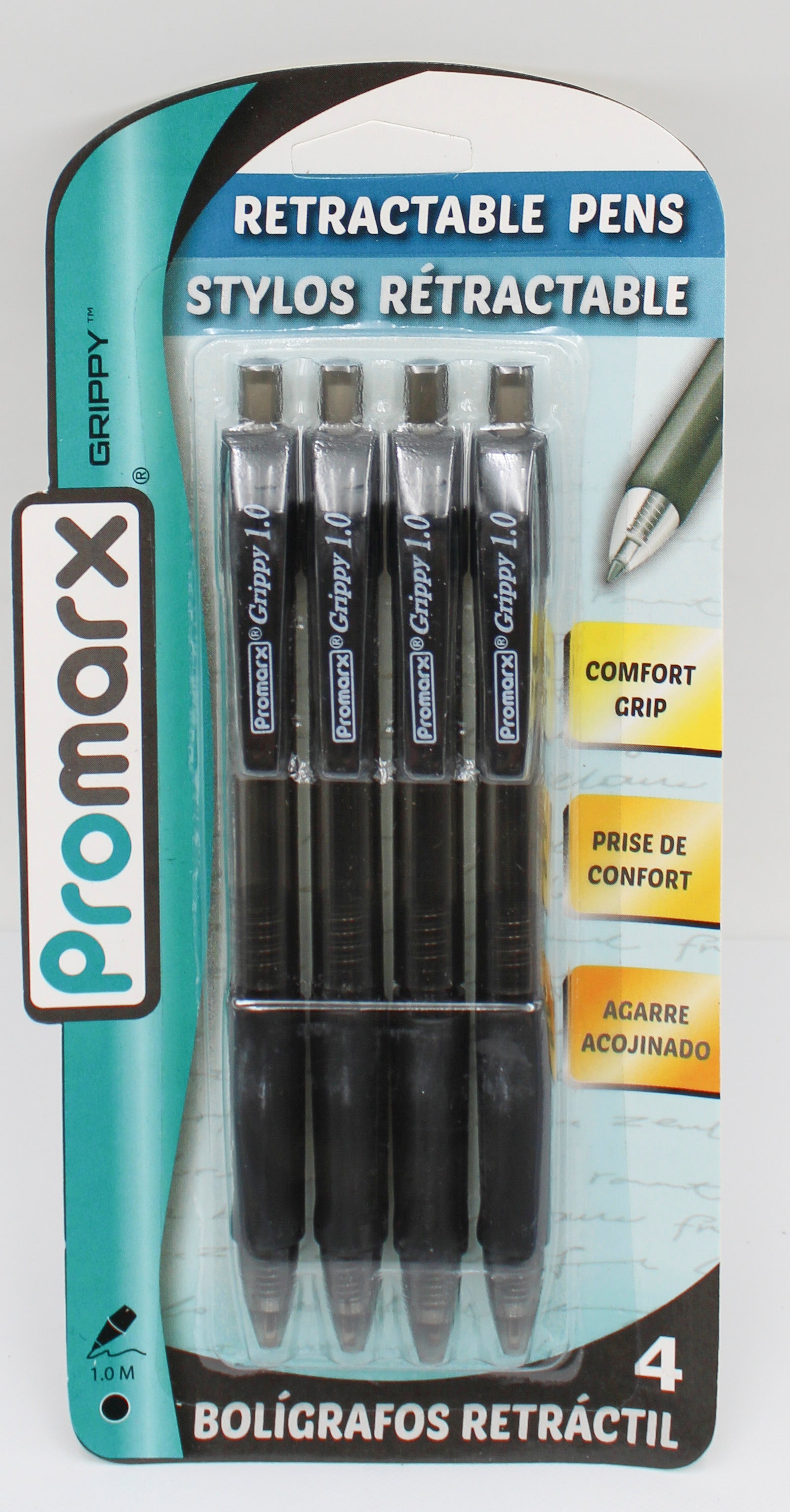PROMARX COMFORT GRIP RETRACTABLE PENS 1.0M 4CT