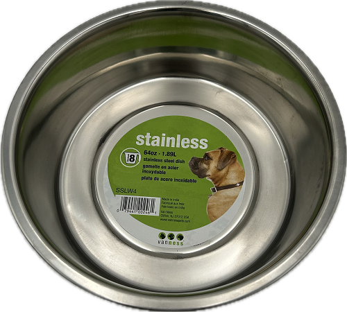 STAINLESS STEEL 54OZ. LARGE PET DISH IMPROPER LABEL