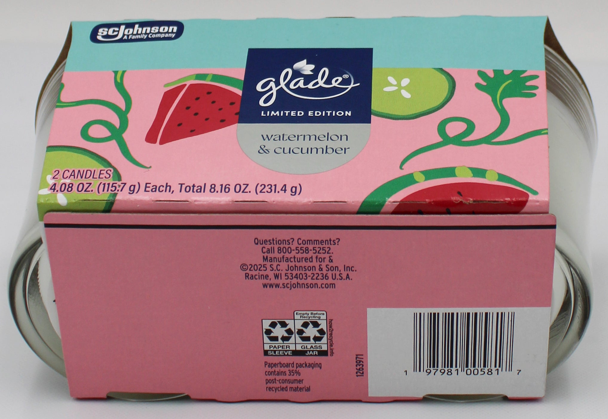 GLADE CANDLE WATERMELON & CUCUMBER 2ct 4.08oz US