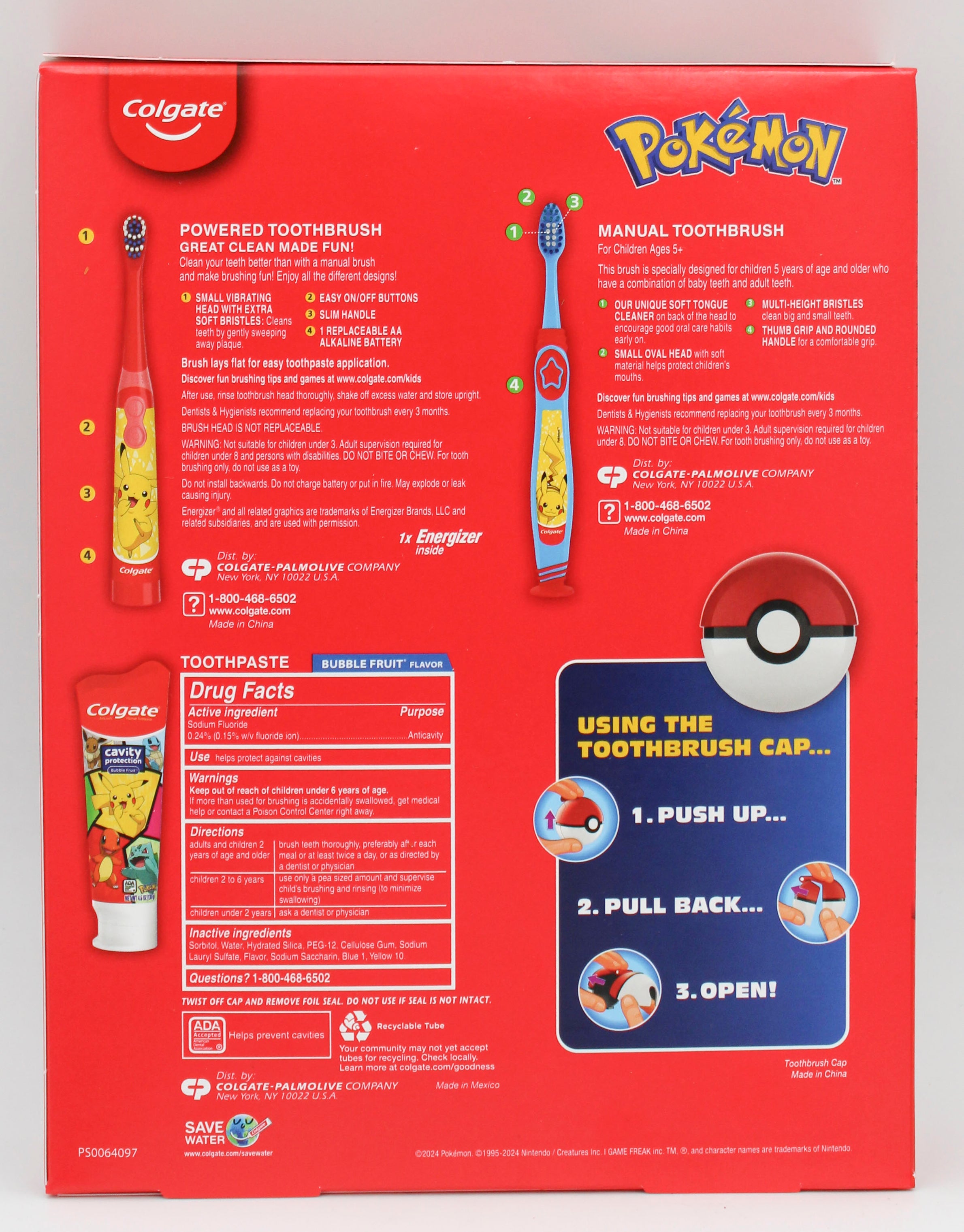 COLGATE KIDS POKEMON GIFT SET TOOTHBRUSH, TOOTHPASTE, CAP NI