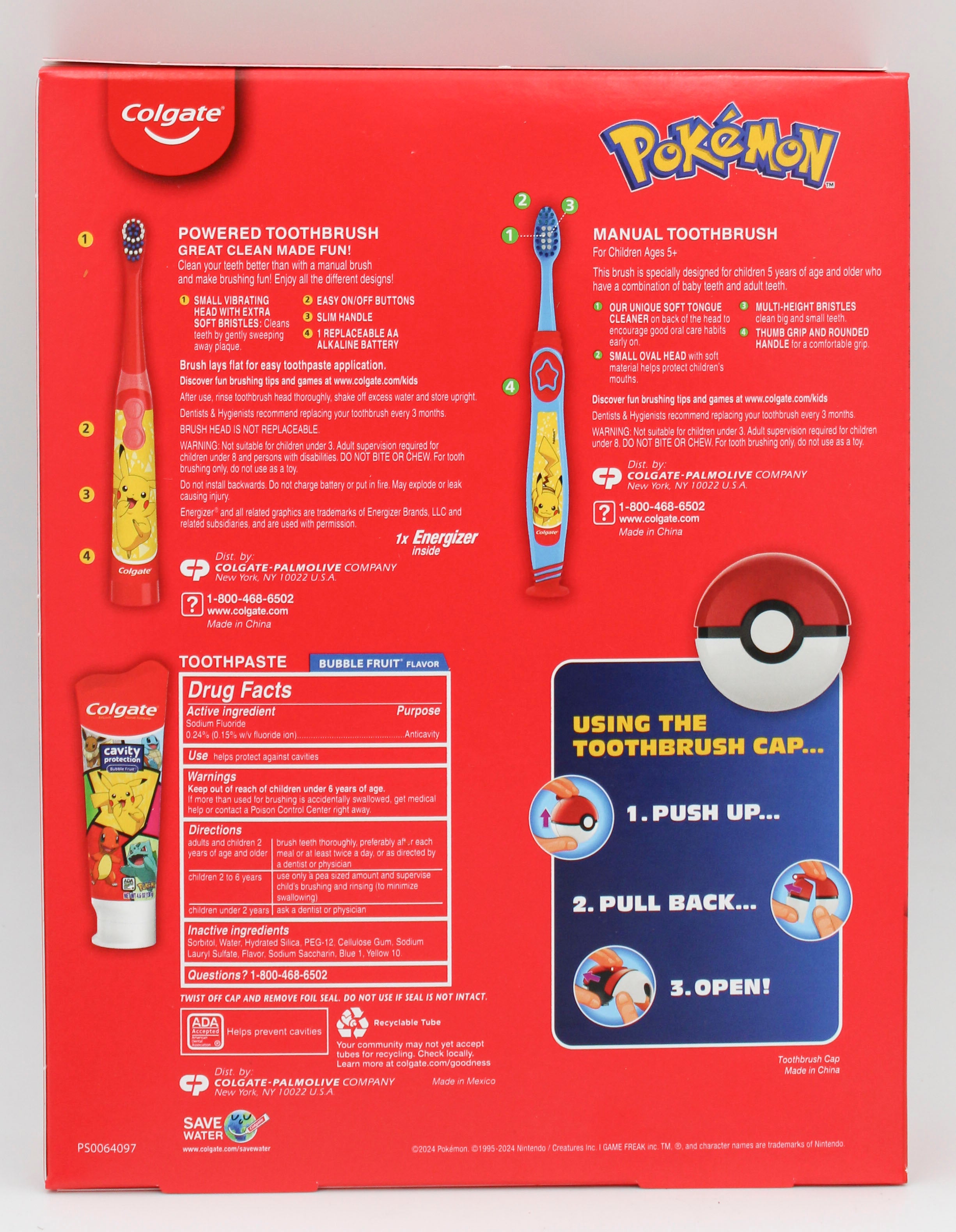 COLGATE KIDS POKEMON GIFT SET TOOTHBRUSH, TOOTHPASTE, CAP NI