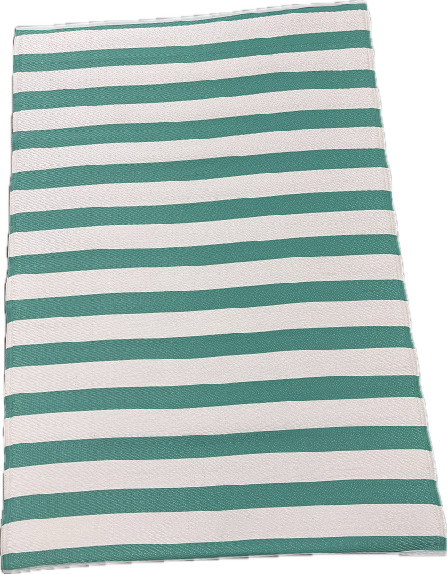 4X6 FT AQUA/WHITE STRIPE OUTDOOR RUG