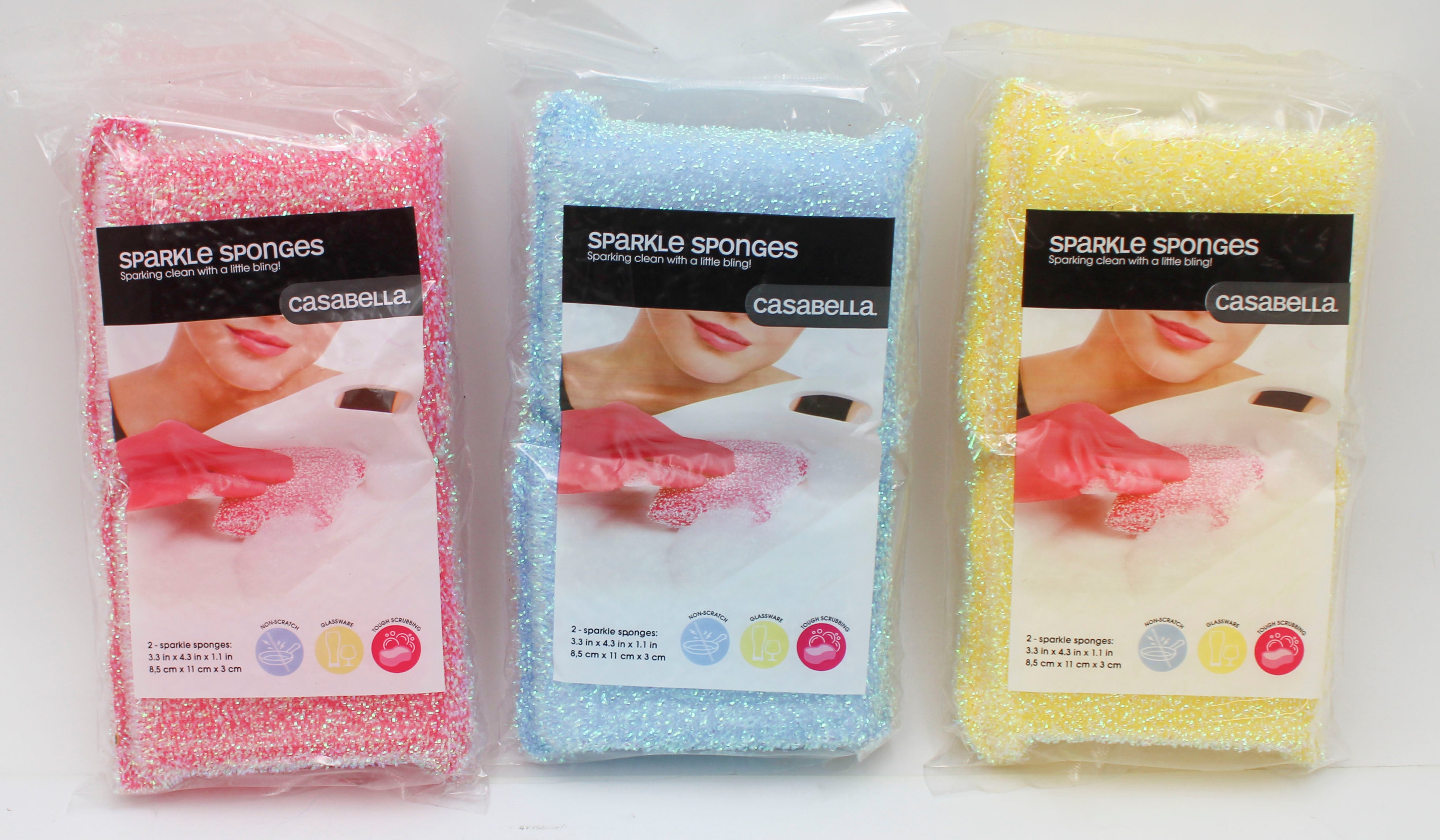 2pk CASABELLA SPARKLE SCRUB SPONGES