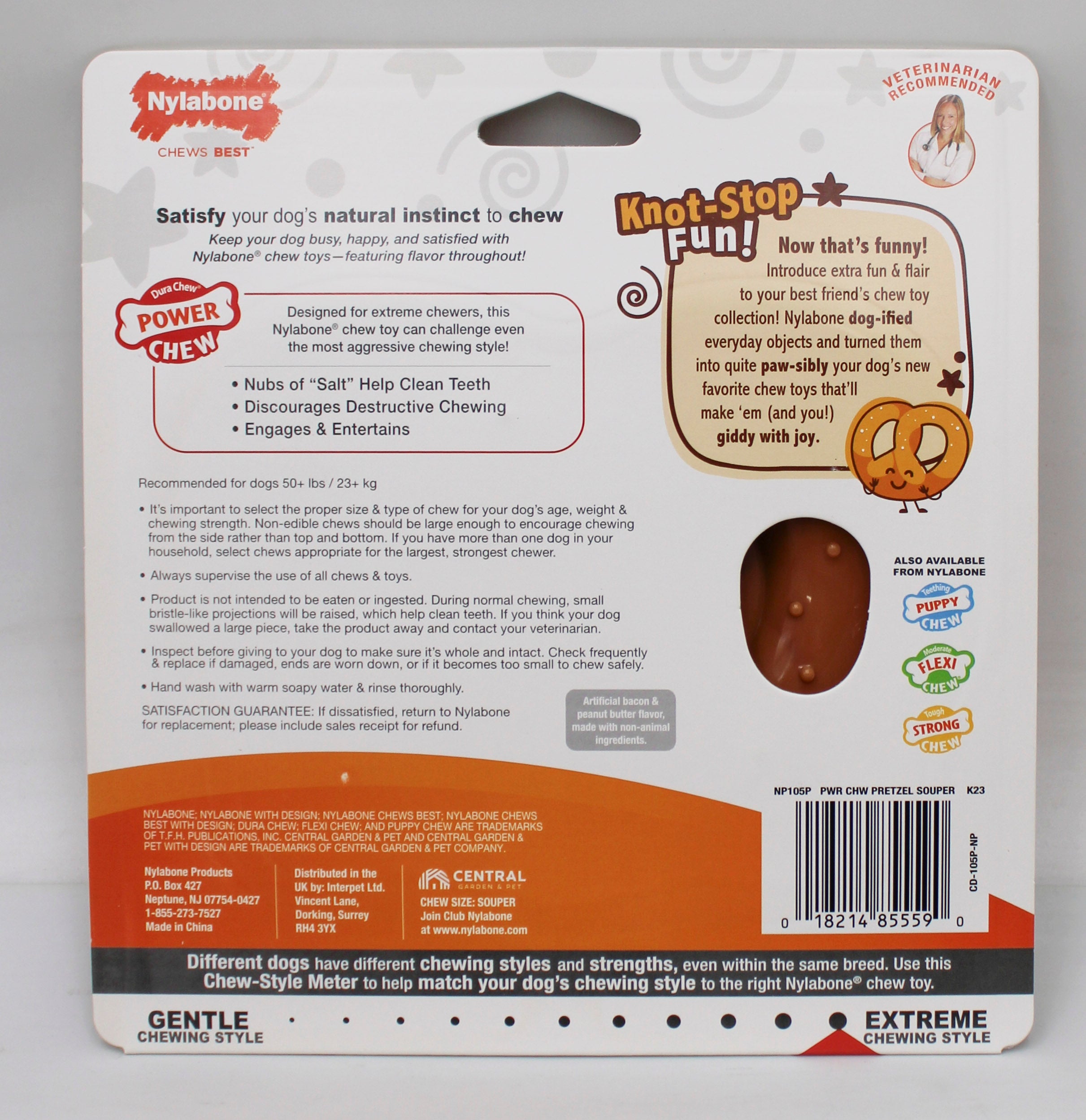 NYLABONE POWER CHEW PRETZEL, BACON PEANUT BUTTER SZ SOUPER