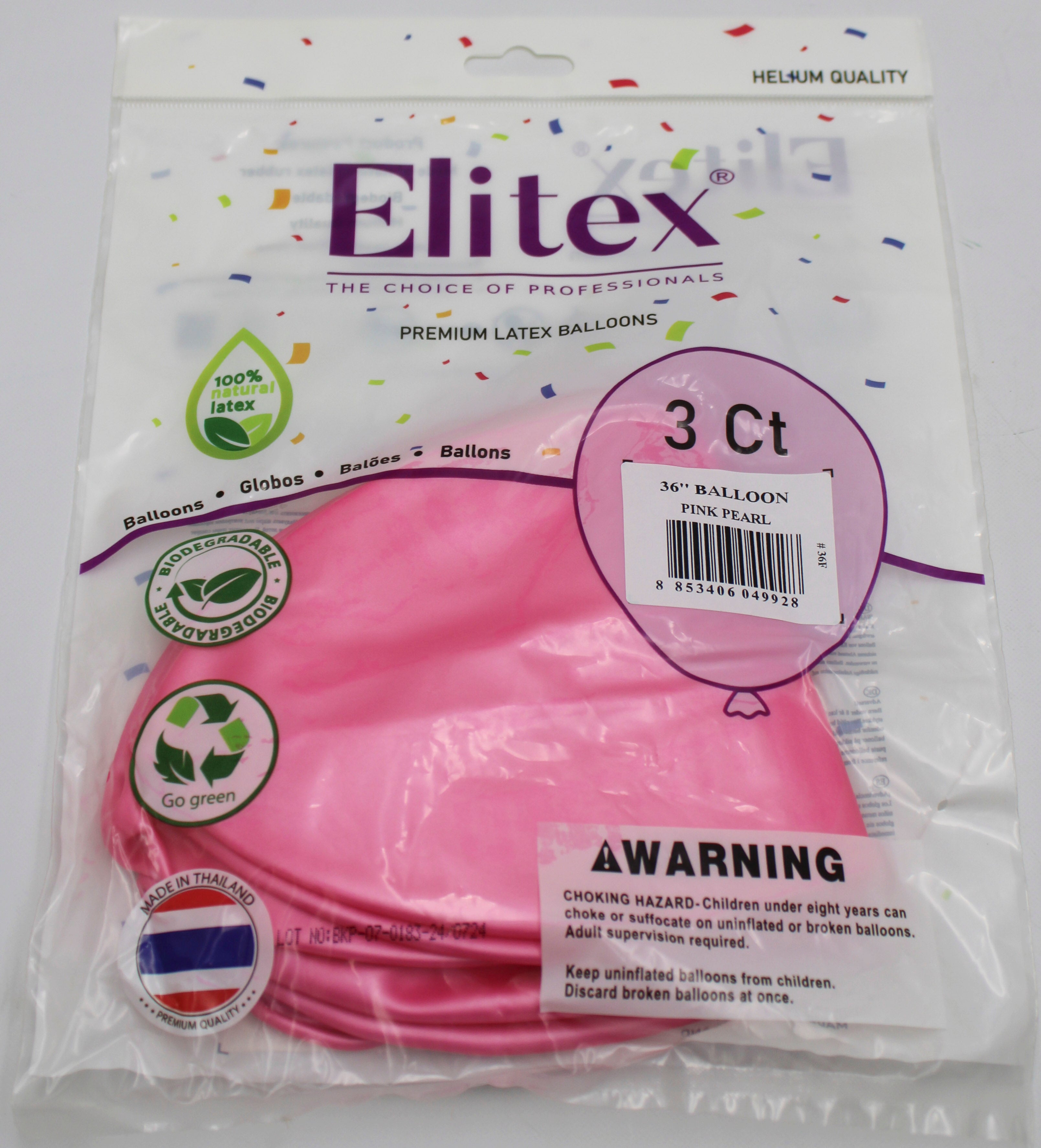 ELITEX 36" PINK PEARL ROUND BALLOON, 3 PACK