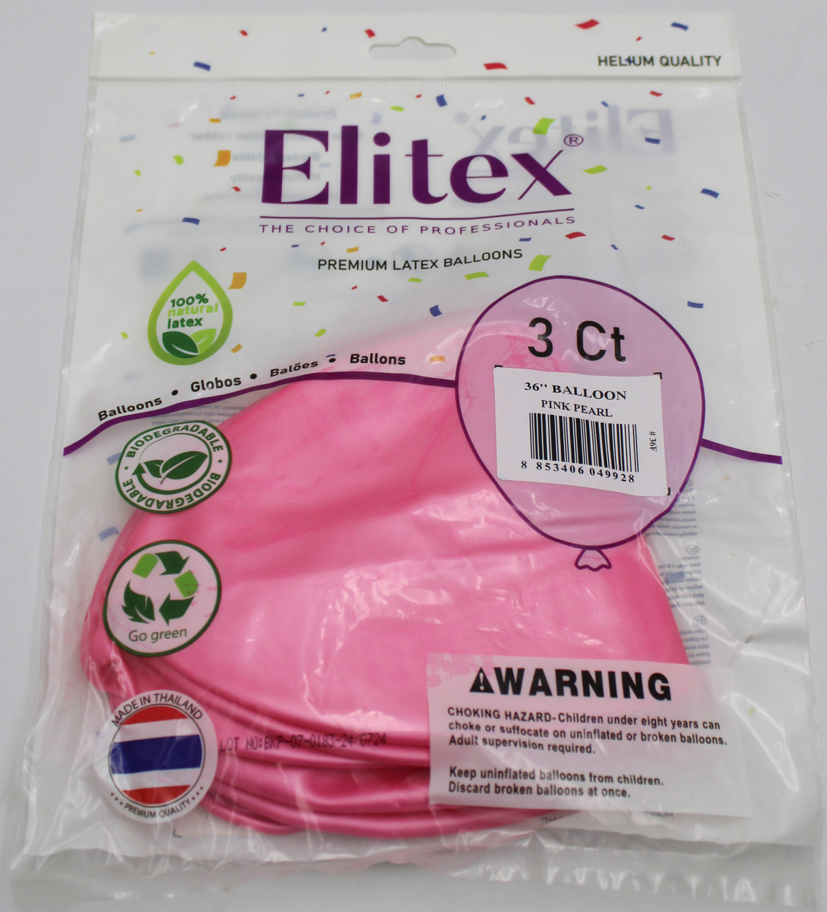 ELITEX 36" PINK PEARL ROUND BALLOON, 3 PACK