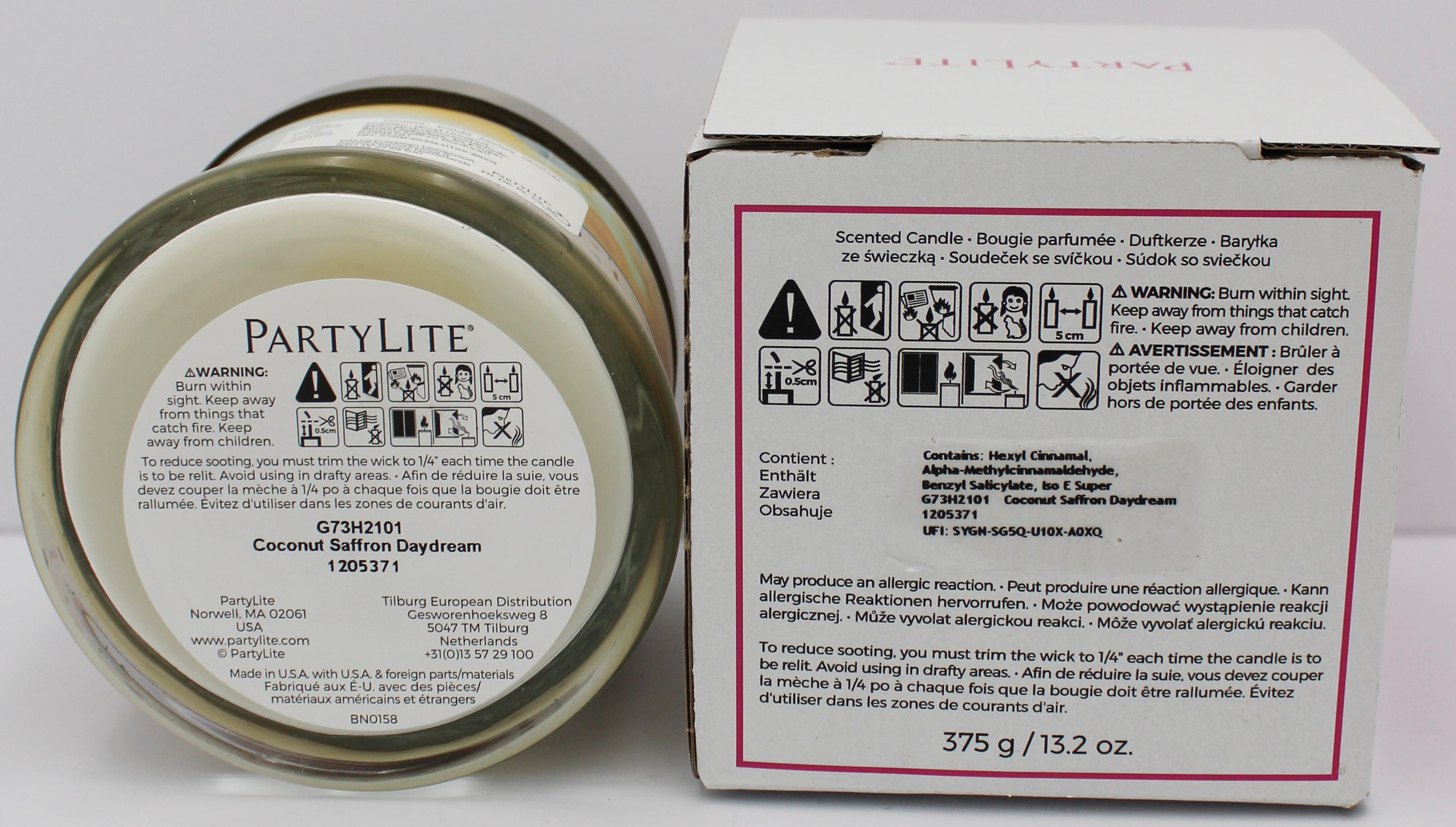 PARTYLITE COCONUT SAFFRON DAYDREAM 3-WICK JAR CANDLE 13.2oz