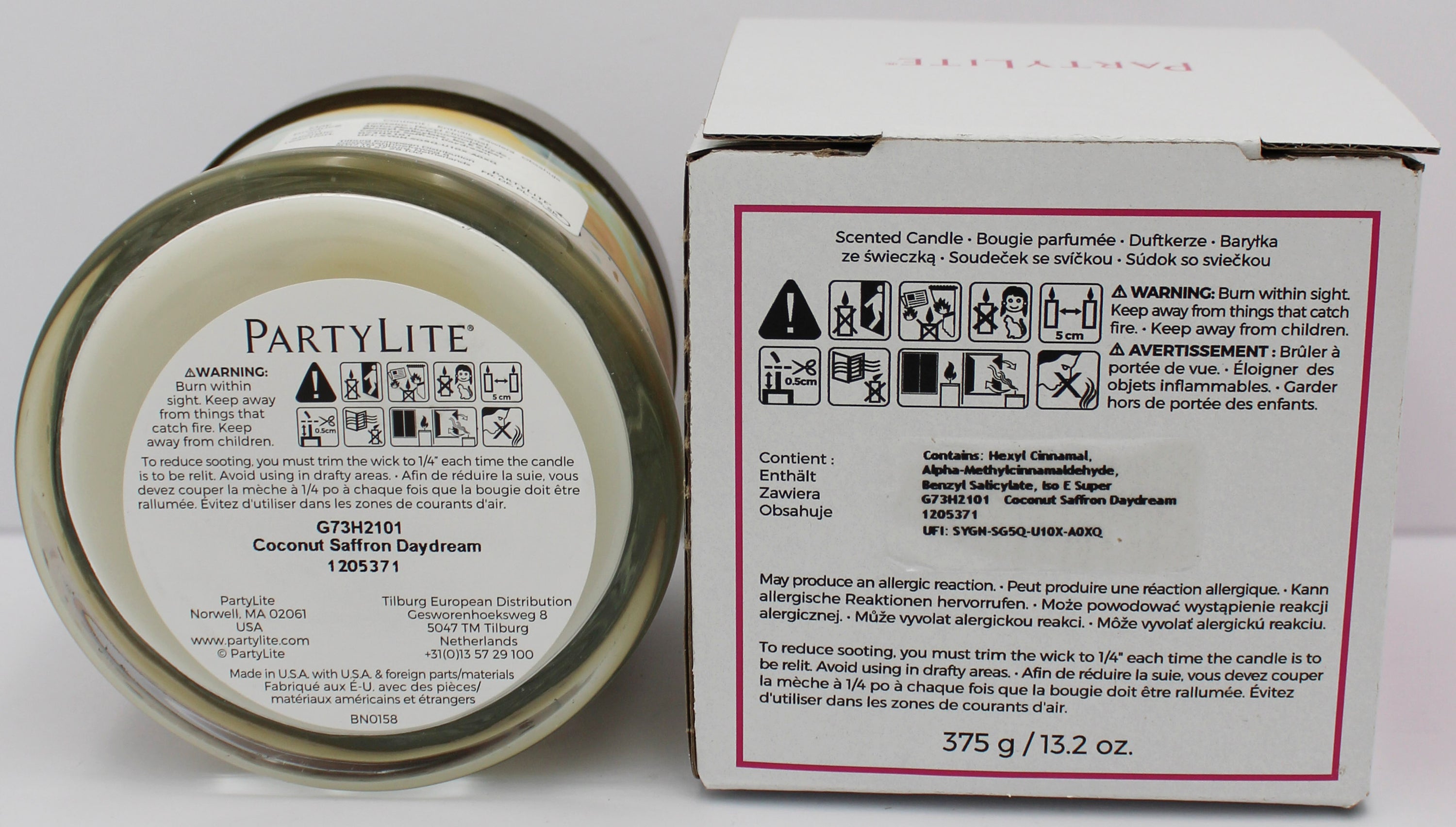 PARTYLITE COCONUT SAFFRON DAYDREAM 3-WICK JAR CANDLE 13.2oz