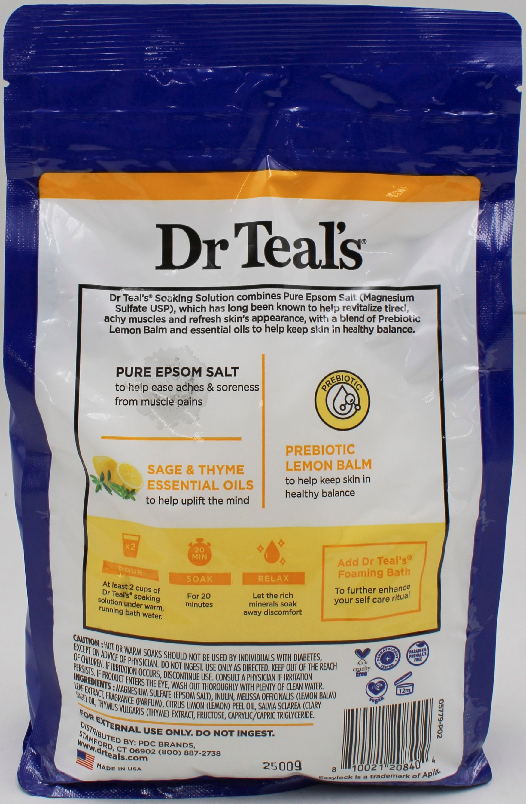 SP DR TEAL'S PURE EPSOM SALT 3lbs PREBIOTIC LEMON BALM NI