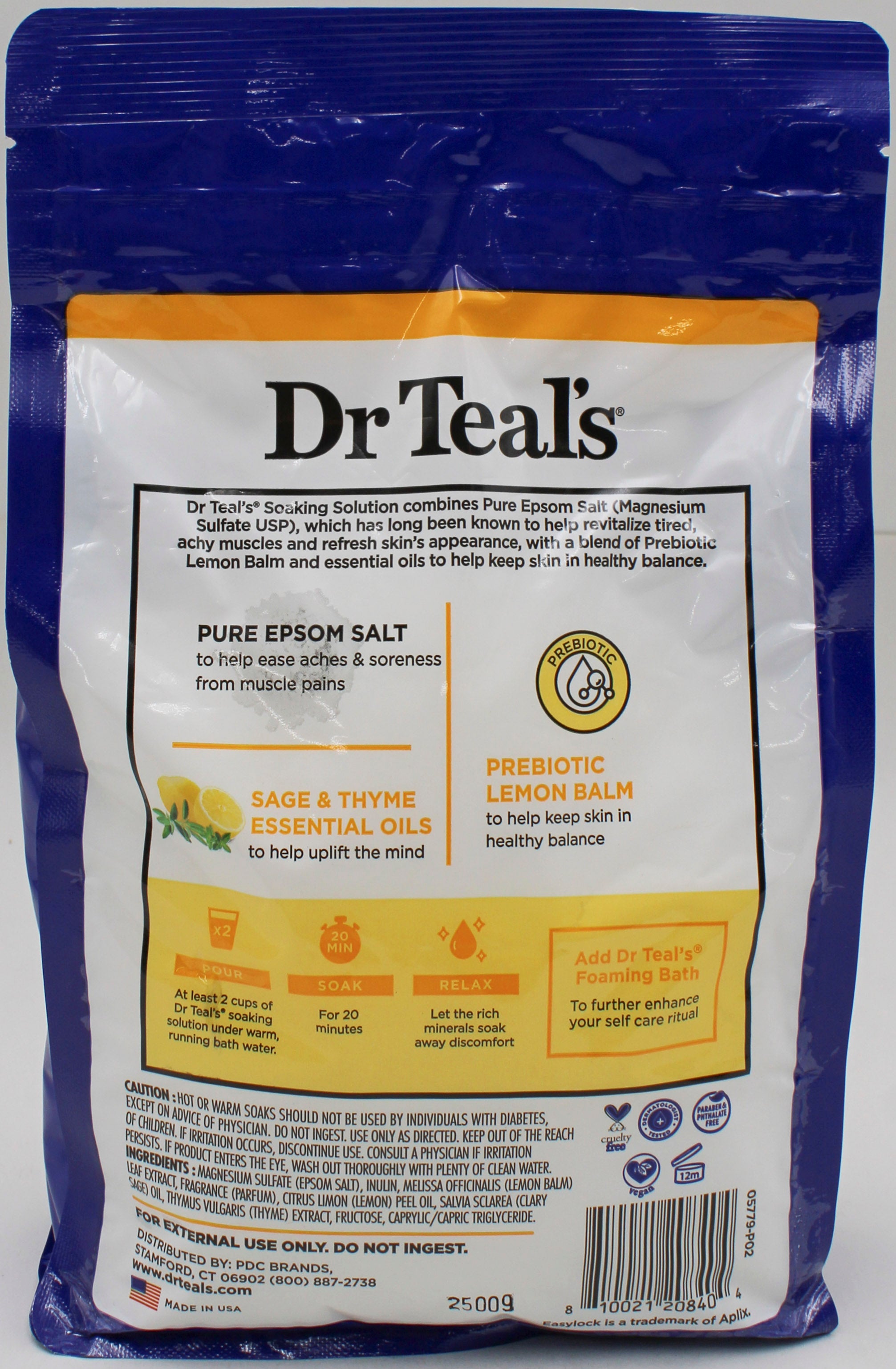 SP DR TEAL'S PURE EPSOM SALT 3lbs PREBIOTIC LEMON BALM NI
