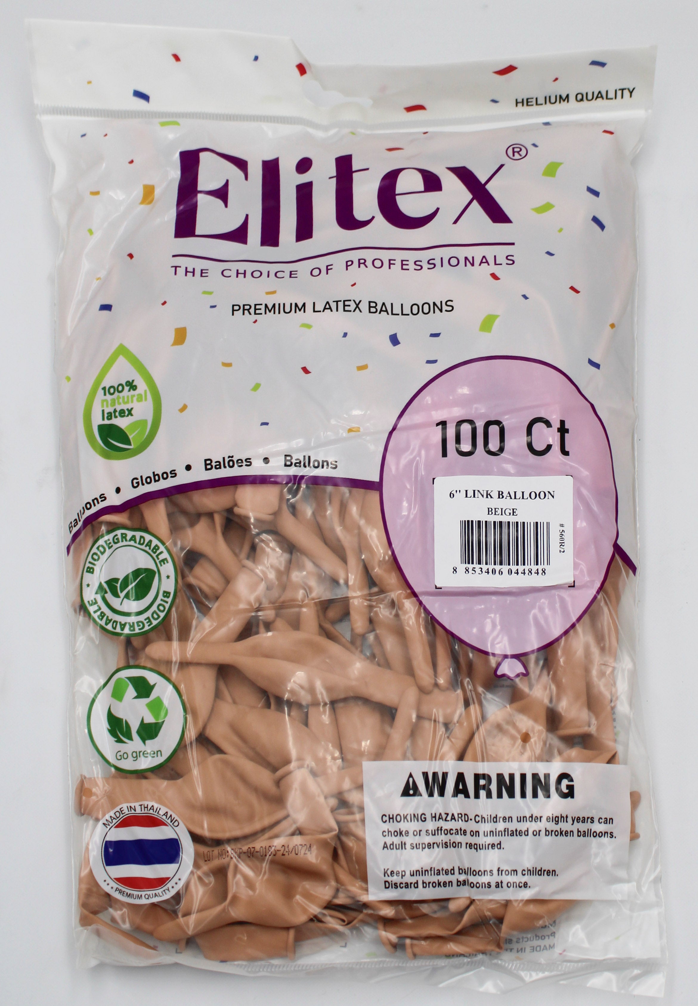 ELITEX 6" PASTEL BEIGE LINK BALLOON, 100 PACK