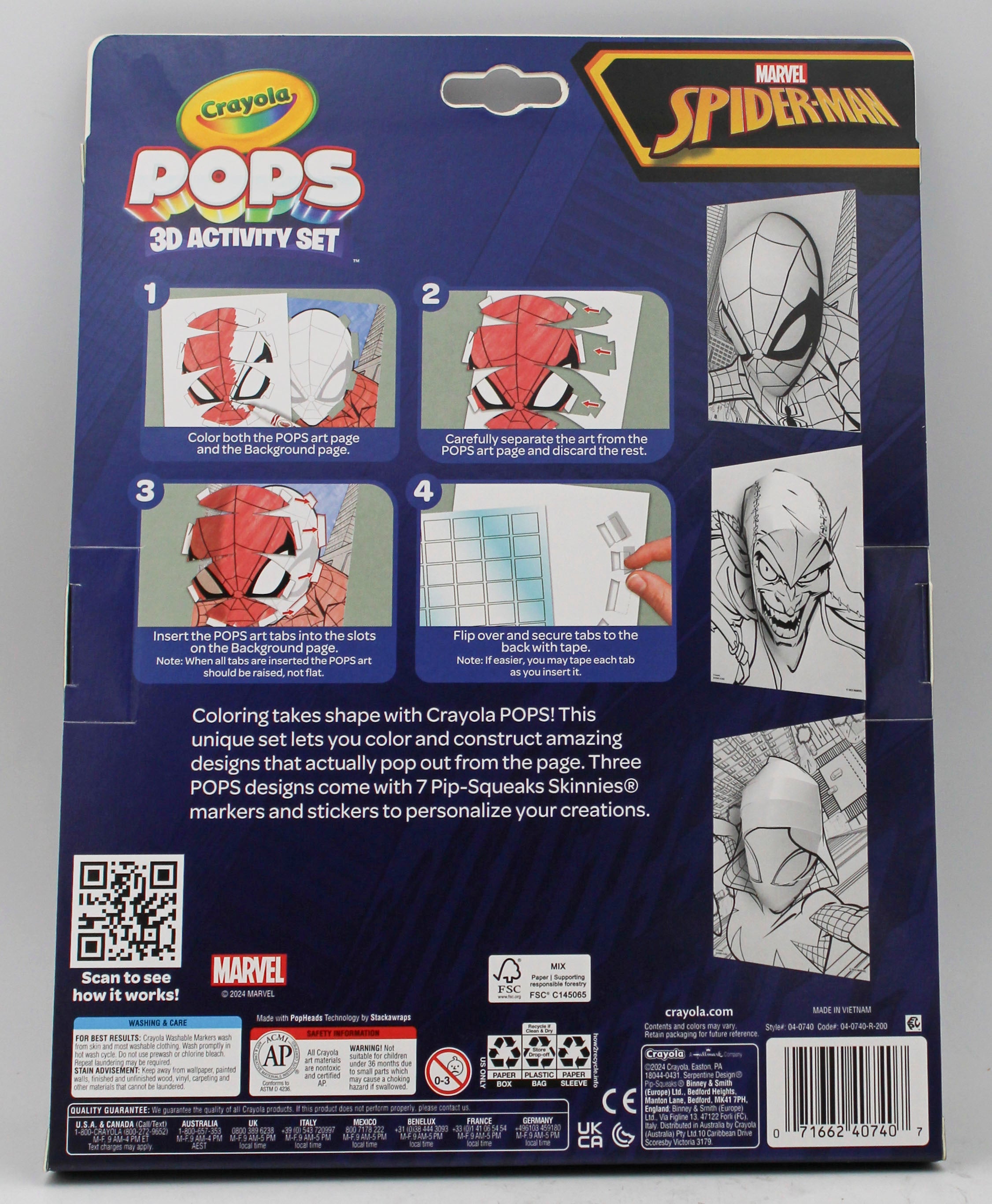 CRAYOLA POPS 3D ACTIVITY SET, SPIDERMAN NI