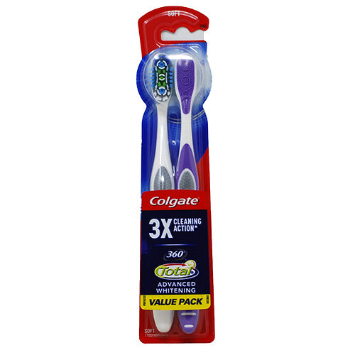 COLGATE 360 TOTAL T/BRUSH 2CT-SOFT NI