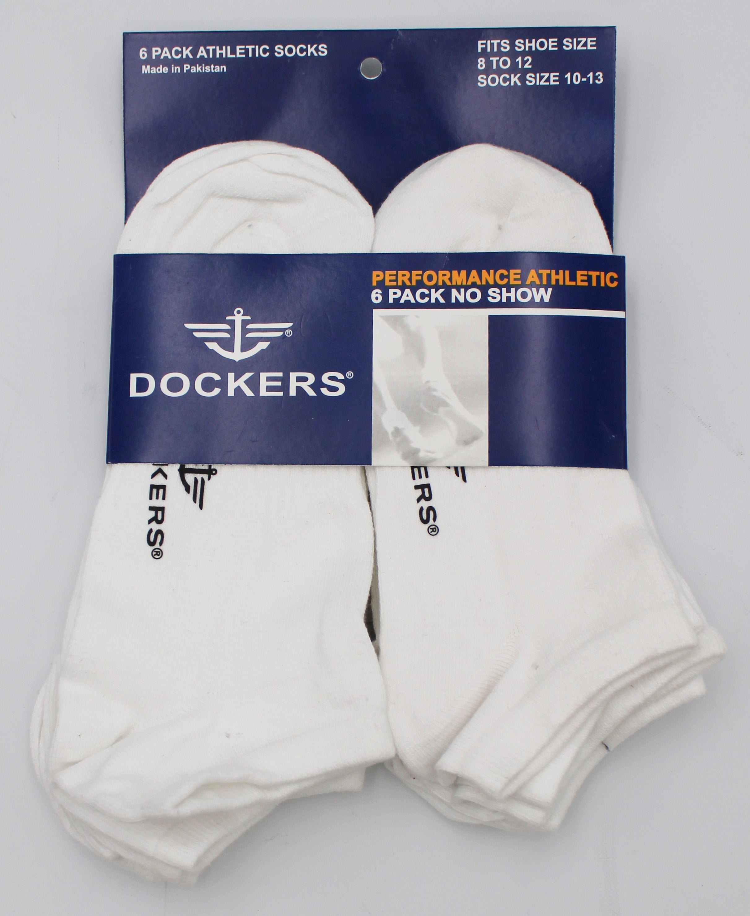6PK DOCKERS MENS LOW CUT SOCKS - WHITE NI