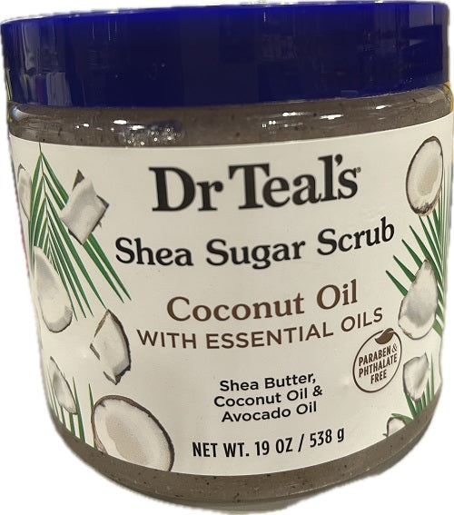 SP DR TEAL'S SHEA SUGAR SCRUB COCONUT OIL W/ ESSENTIAL OILS 19oz NI