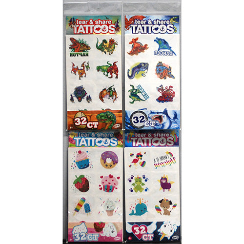SAVVI TEAR AND SHARE FLASH BAG OF TATTOOS ASSORTMENTS (Sweet Tooth, Unicorn, Sharks & Dinos)