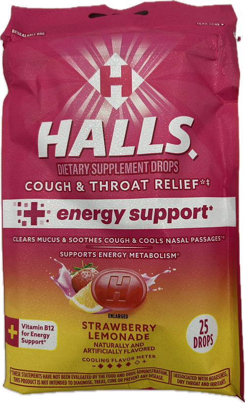 HALLS 25 PC  ENRGY STRWBRYLEM BG 4X12 EXP 11/12/2025