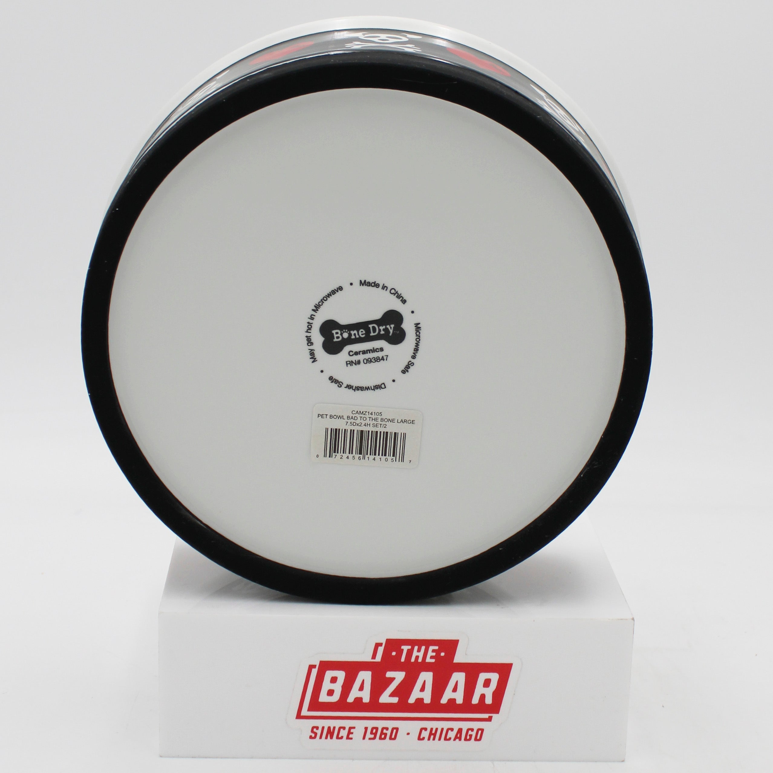 PET BOWL - BAD TO THE BONE - LARGE 7.5Dx2.4H