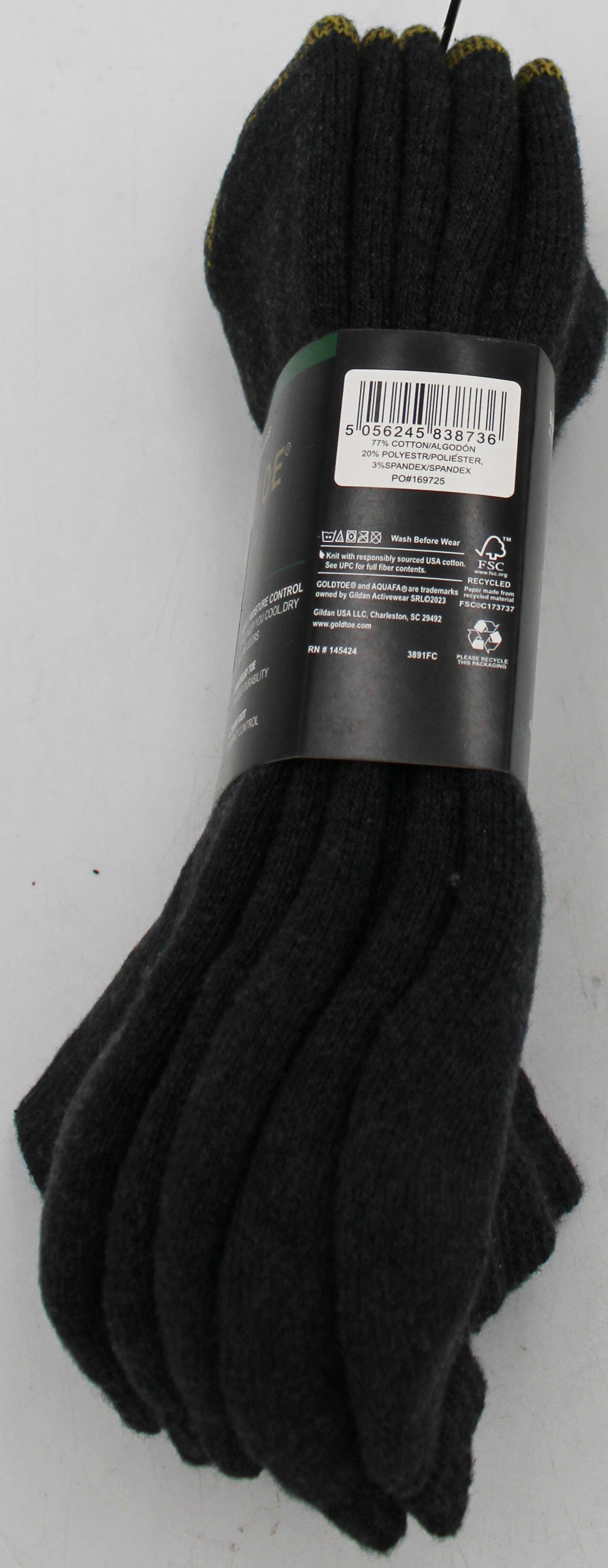 GOLDTOE 3PK MENS LOWCUT SOCKS CHARCOAL SZ 10-13 NI