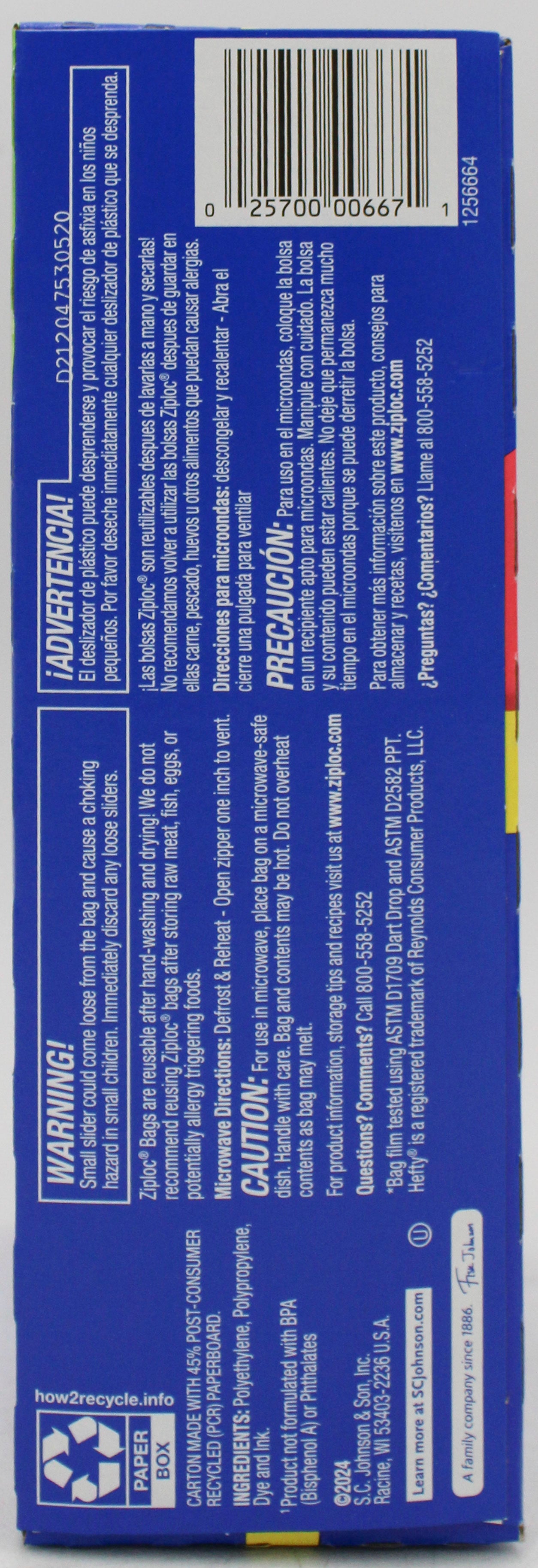 SP ZIPLOC BAG 50ct QUART SLIDER STORAGE