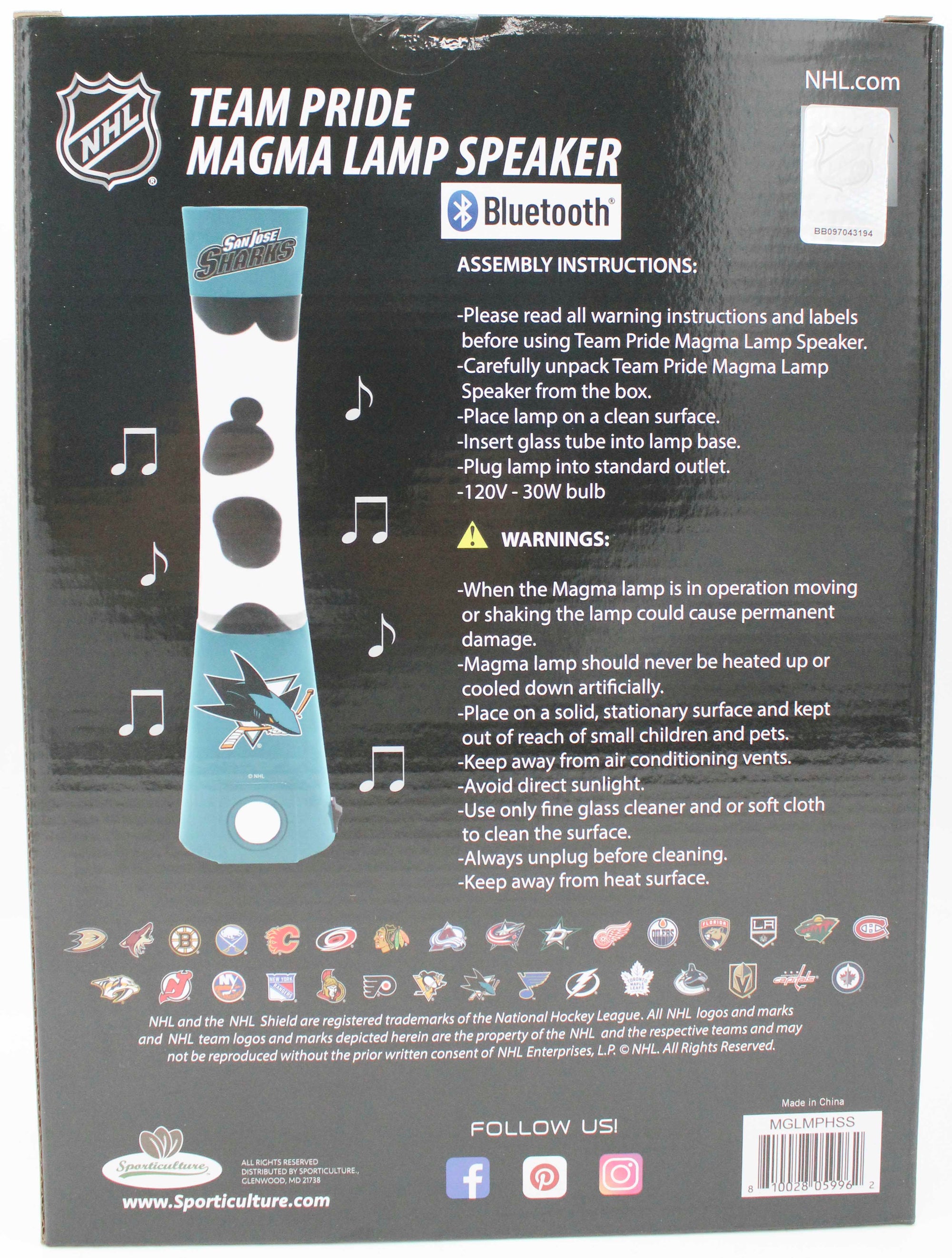 SAN JOSE SHARKS LAVA LAMP SPEAKER 16.5"