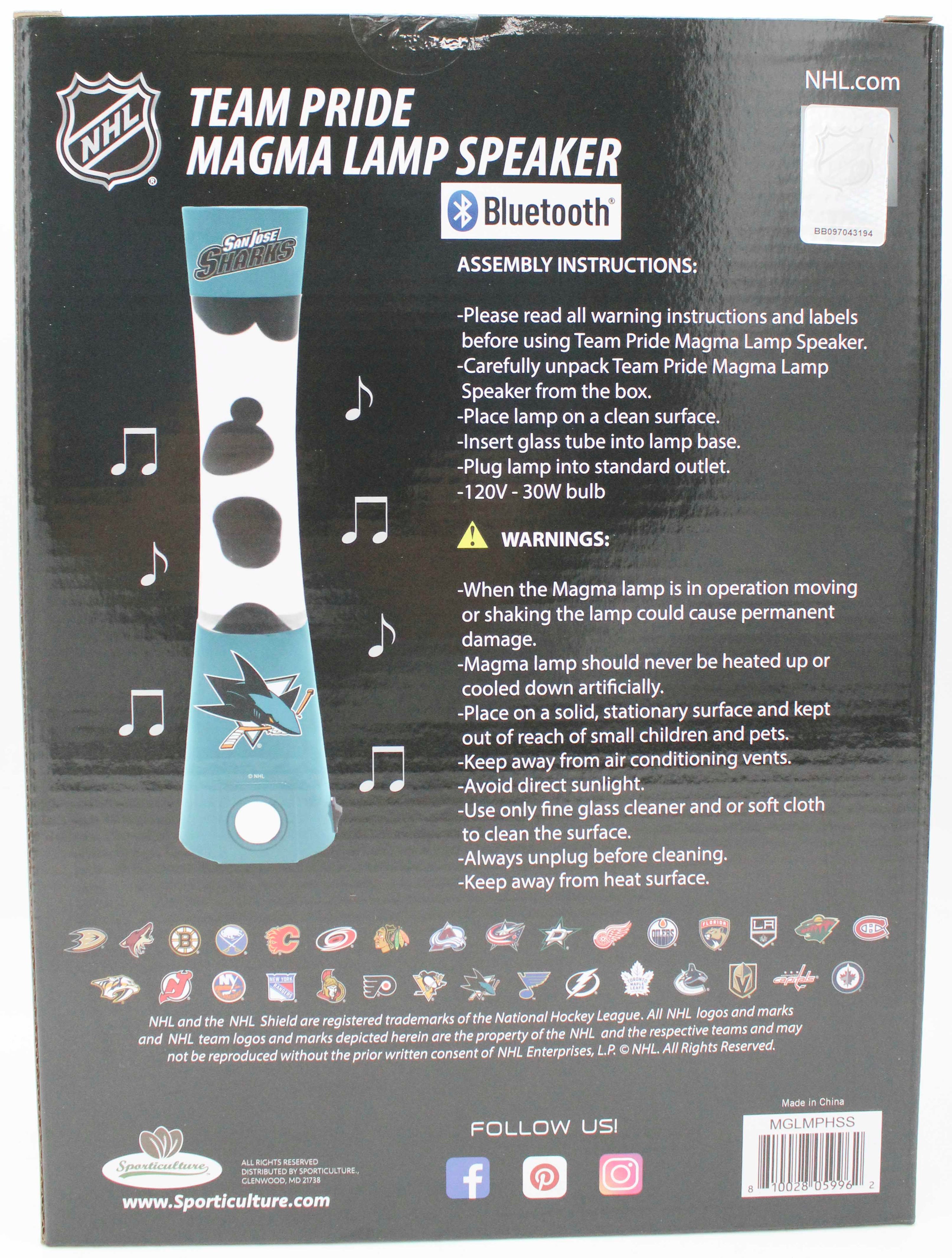 NHL SAN JOSE SHARKS LAVA LAMP SPEAKER 16.5"