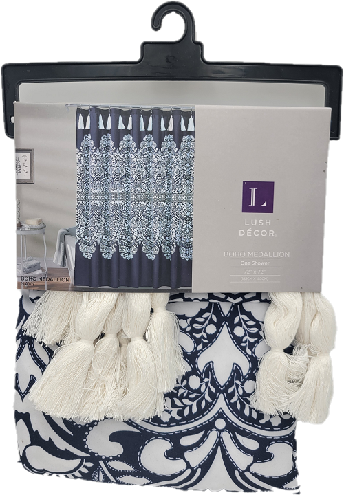 LUSH DECOR BOHO MEDALLON ONE SHOWER 72"x72" NAVY PP$60.00 NI