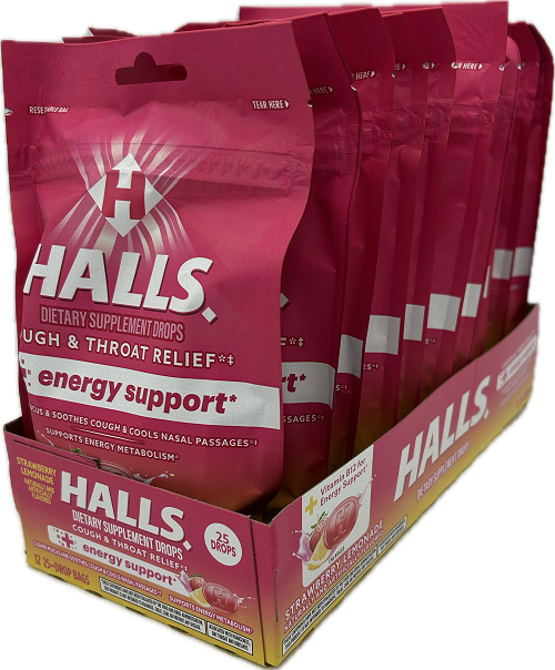 HALLS 25 PC  ENRGY STRWBRYLEM BG 4X12 EXP 11/12/2025