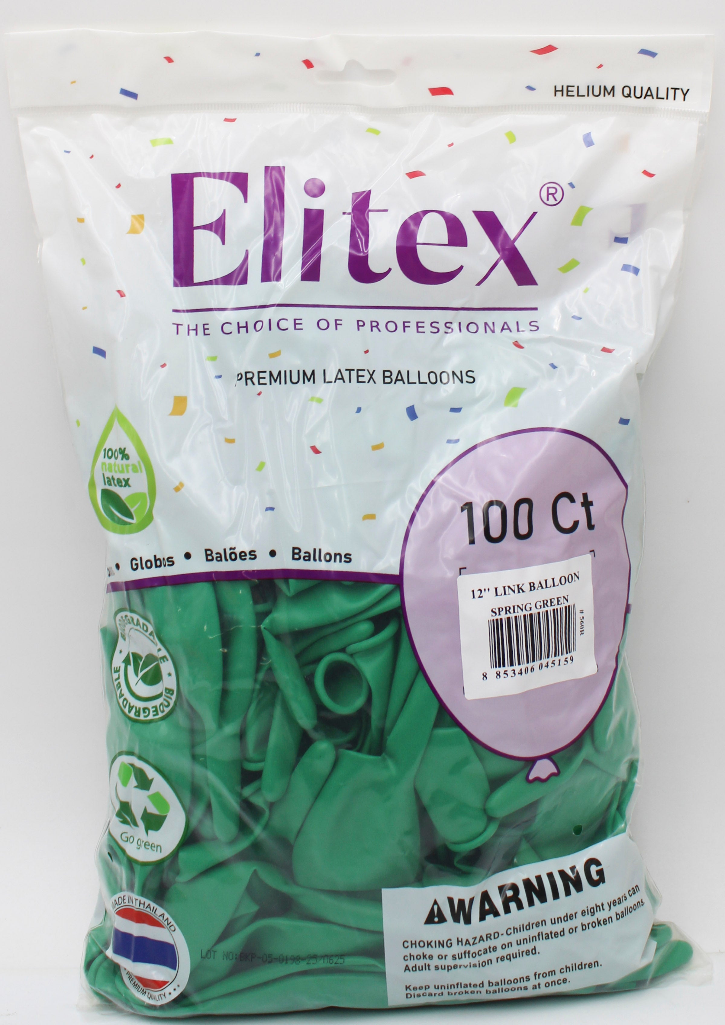 ELITEX 12" SPRING GREEN LINK BALLOON, 100 PACK