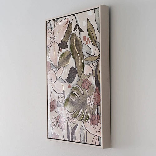 FLORAL AND PALM CANVAS PRINT 19"L x 12.5"H x 1.5"D