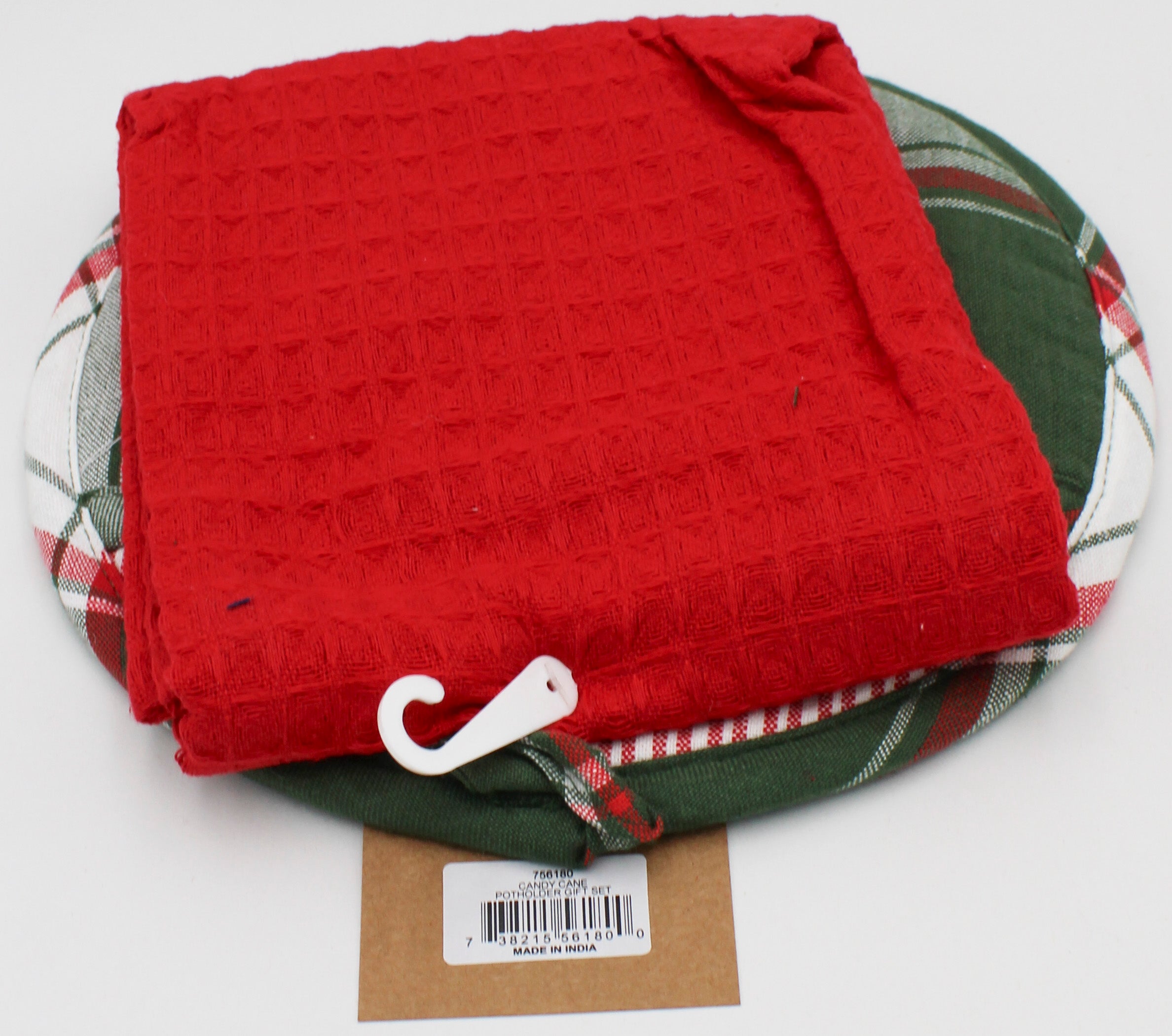 2PC GIFT SET - POTHOLDER AND DISHTOWEL - CANDY CANE CHRISTMAS