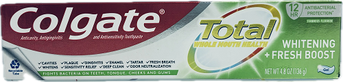 COLGATE TOTAL TOOTHPASTE 4.8oz WHITENING+FRESH BOOST EXP 6/30/24  NI