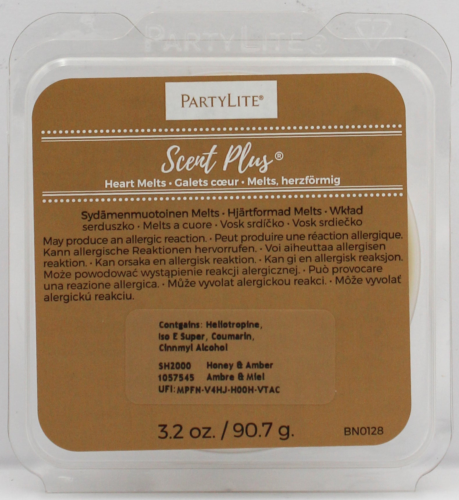 PARTYLITE HONEY & AMBER SCENT PLUS HEART MELTS 3.2oz