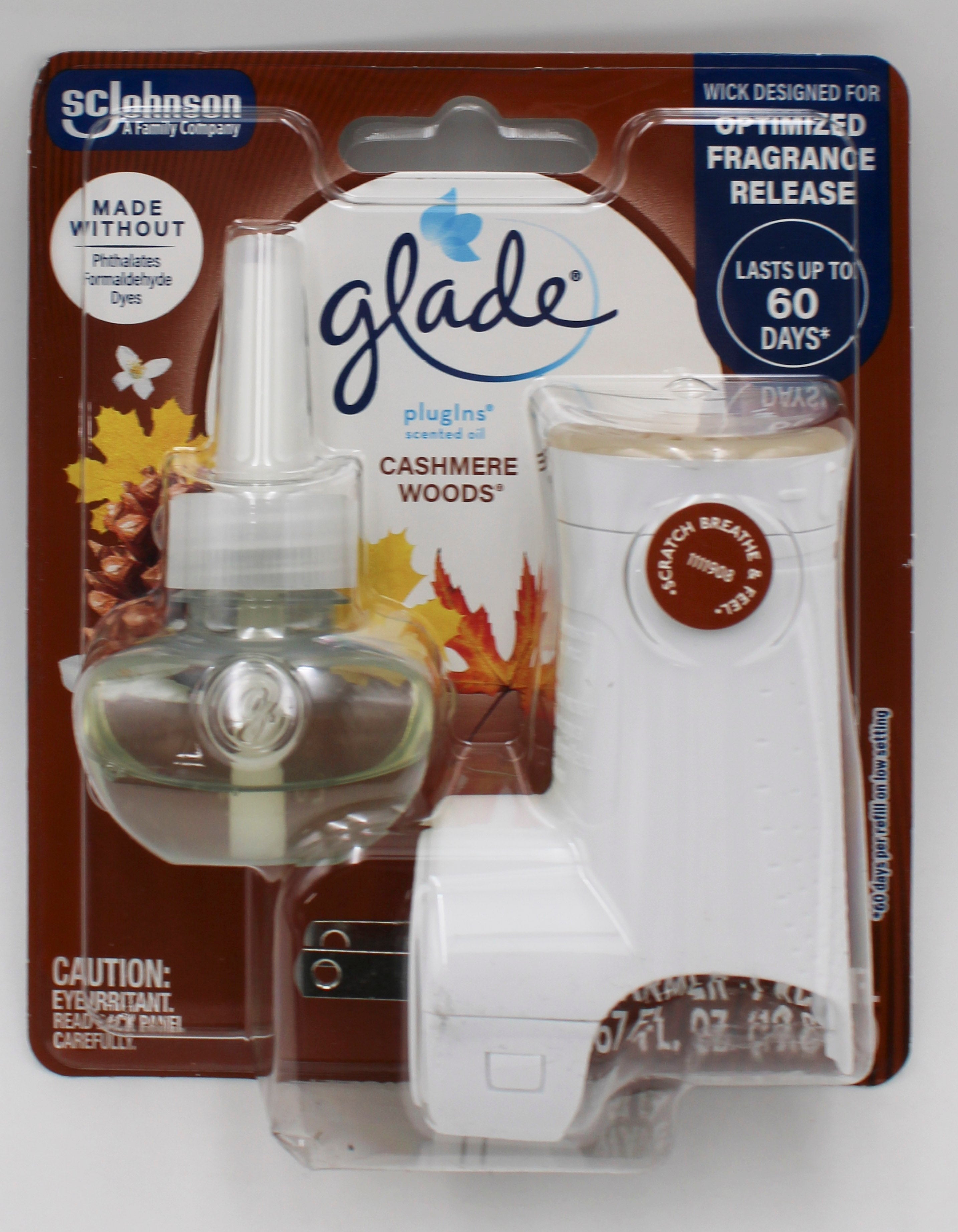 GLADE PLUGINS SCENTED OIL 1 WARMER + 1 REFILL CASHMERE WOODS 0.67oz